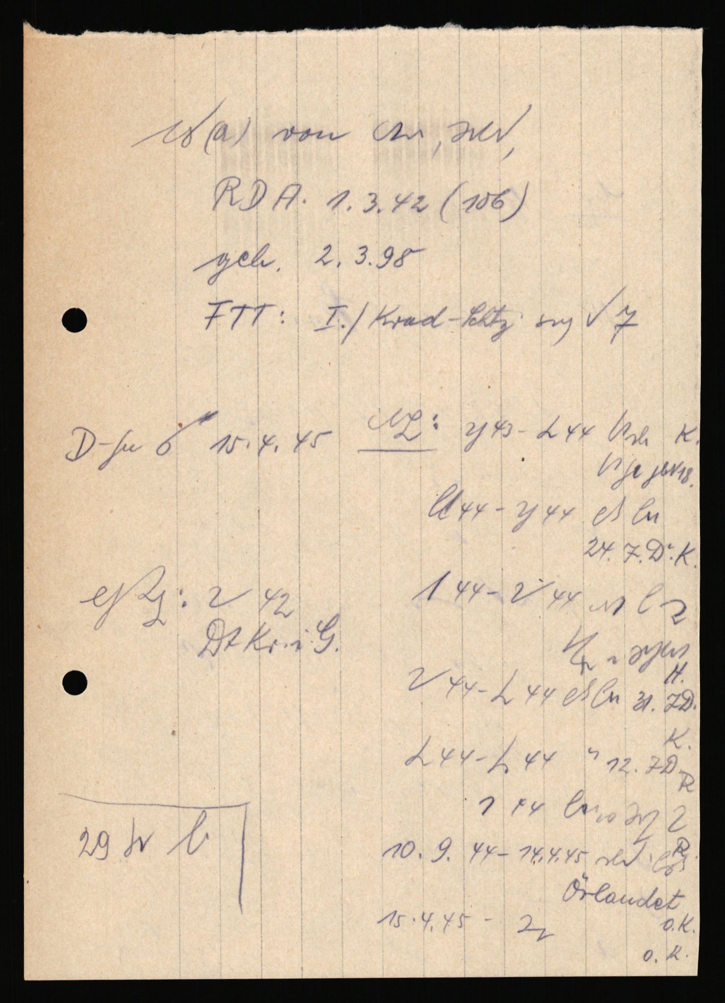 Forsvarets Overkommando. 2 kontor. Arkiv 11.4. Spredte tyske arkivsaker, AV/RA-RAFA-7031/D/Dar/Dara/L0019: Personalbøker og diverse, 1940-1945, p. 110