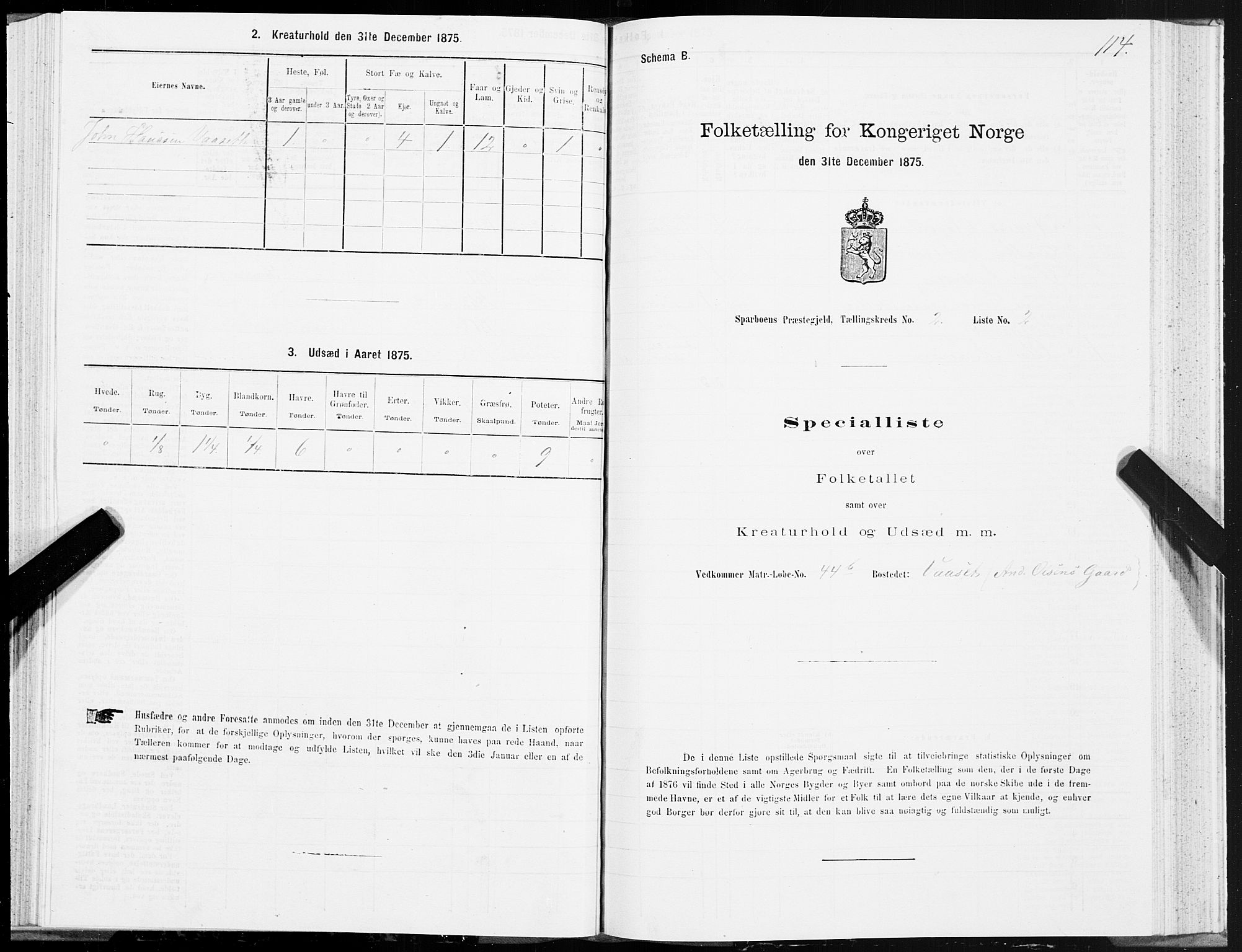 SAT, 1875 census for 1731P Sparbu, 1875, p. 1114