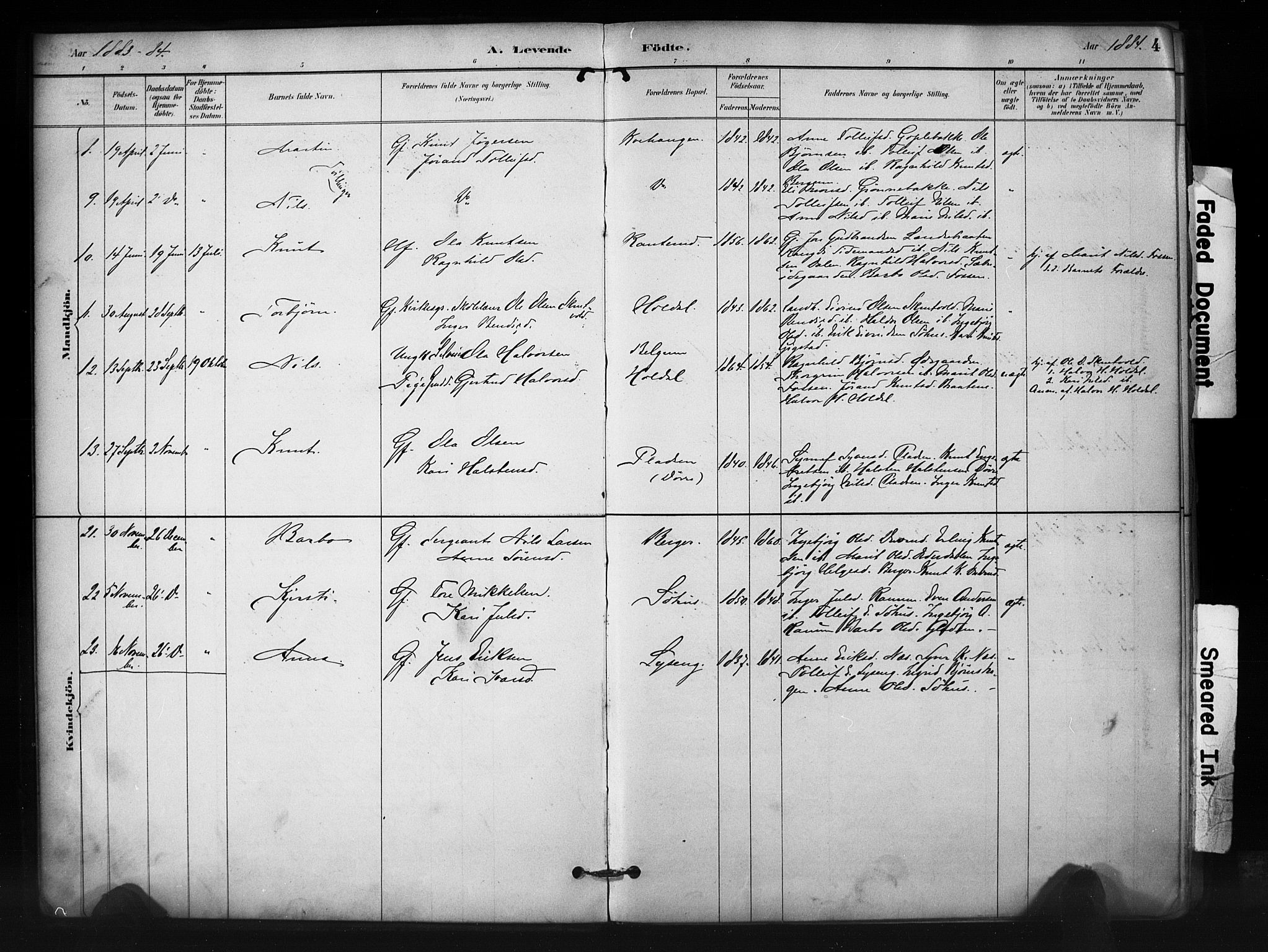 Nord-Aurdal prestekontor, AV/SAH-PREST-132/H/Ha/Haa/L0012: Parish register (official) no. 12, 1883-1895, p. 4