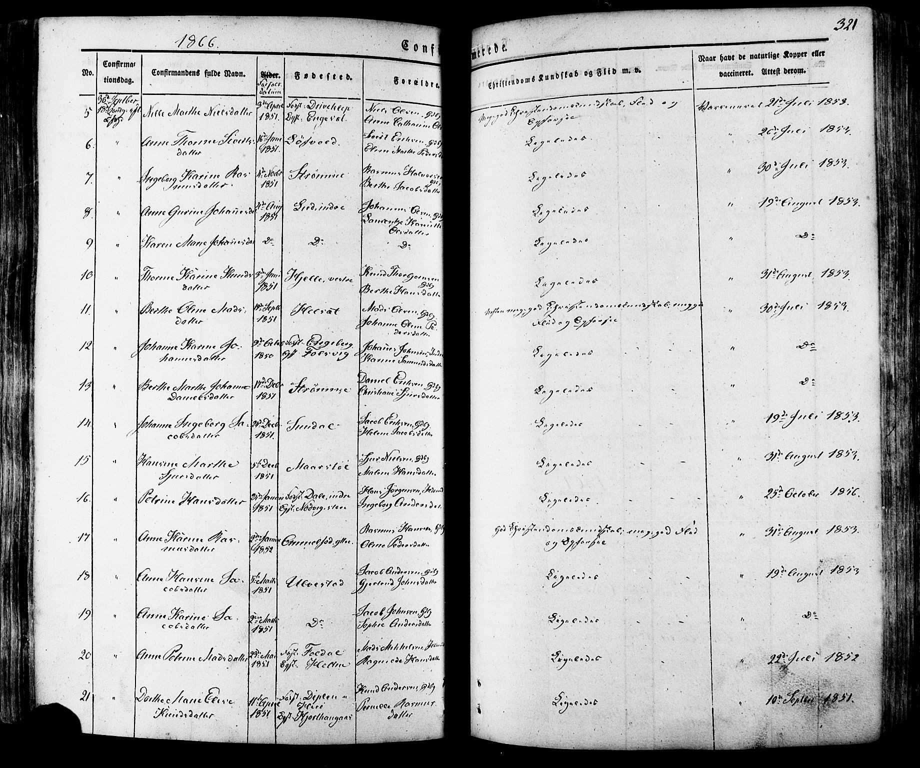 Ministerialprotokoller, klokkerbøker og fødselsregistre - Møre og Romsdal, SAT/A-1454/511/L0140: Parish register (official) no. 511A07, 1851-1878, p. 321