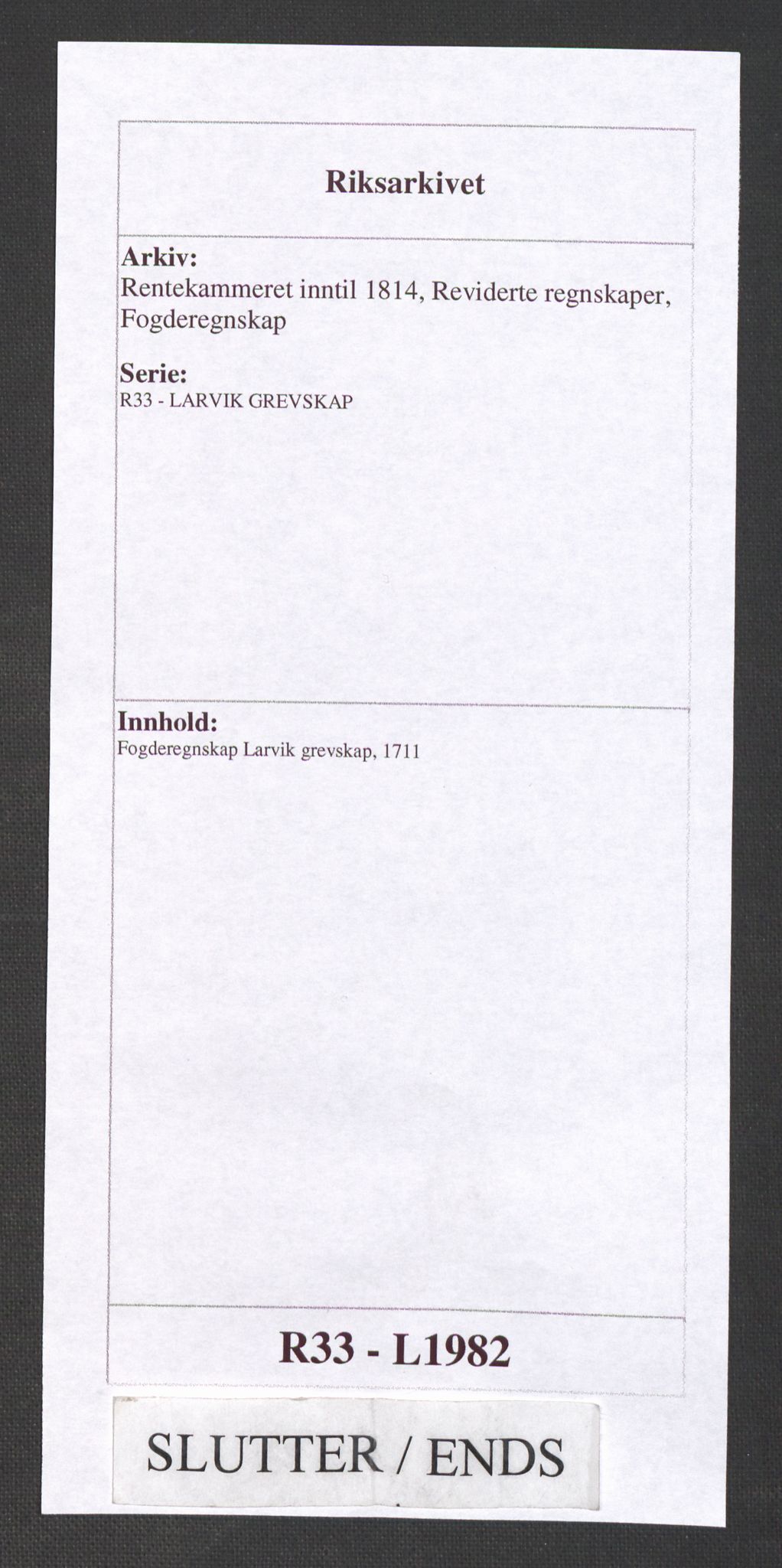 Rentekammeret inntil 1814, Reviderte regnskaper, Fogderegnskap, AV/RA-EA-4092/R33/L1982: Fogderegnskap Larvik grevskap, 1711, p. 255