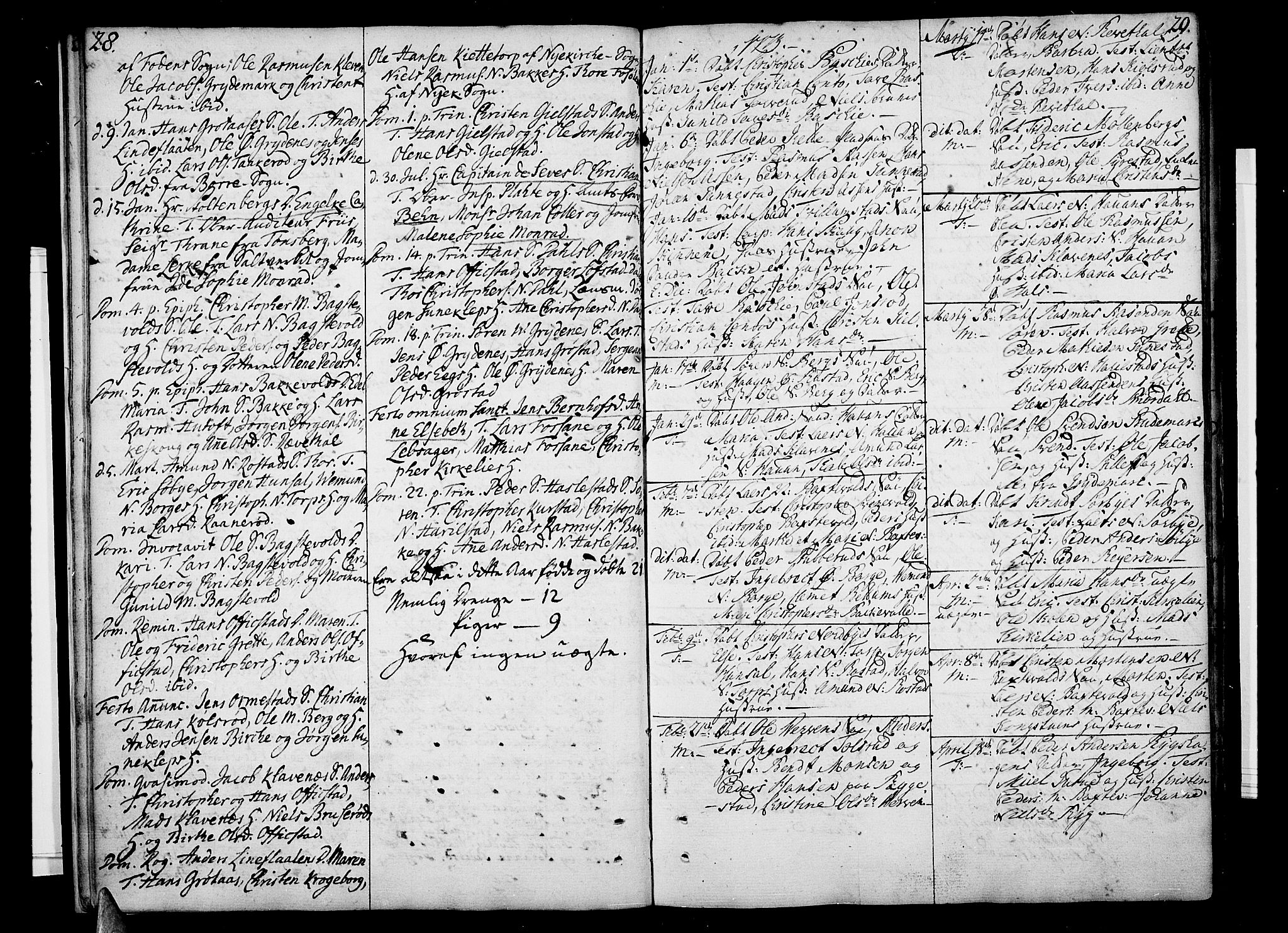 Våle kirkebøker, AV/SAKO-A-334/F/Fa/L0004: Parish register (official) no. I 4 /2, 1732-1773, p. 28-29