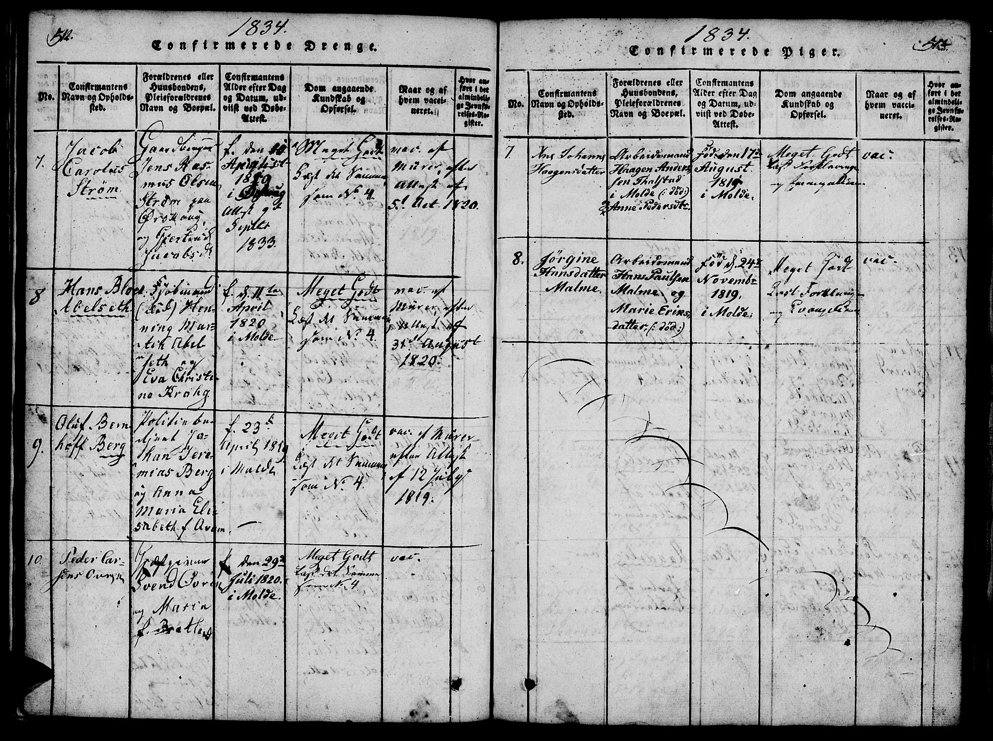 Ministerialprotokoller, klokkerbøker og fødselsregistre - Møre og Romsdal, SAT/A-1454/558/L0688: Parish register (official) no. 558A02, 1818-1843, p. 512-513