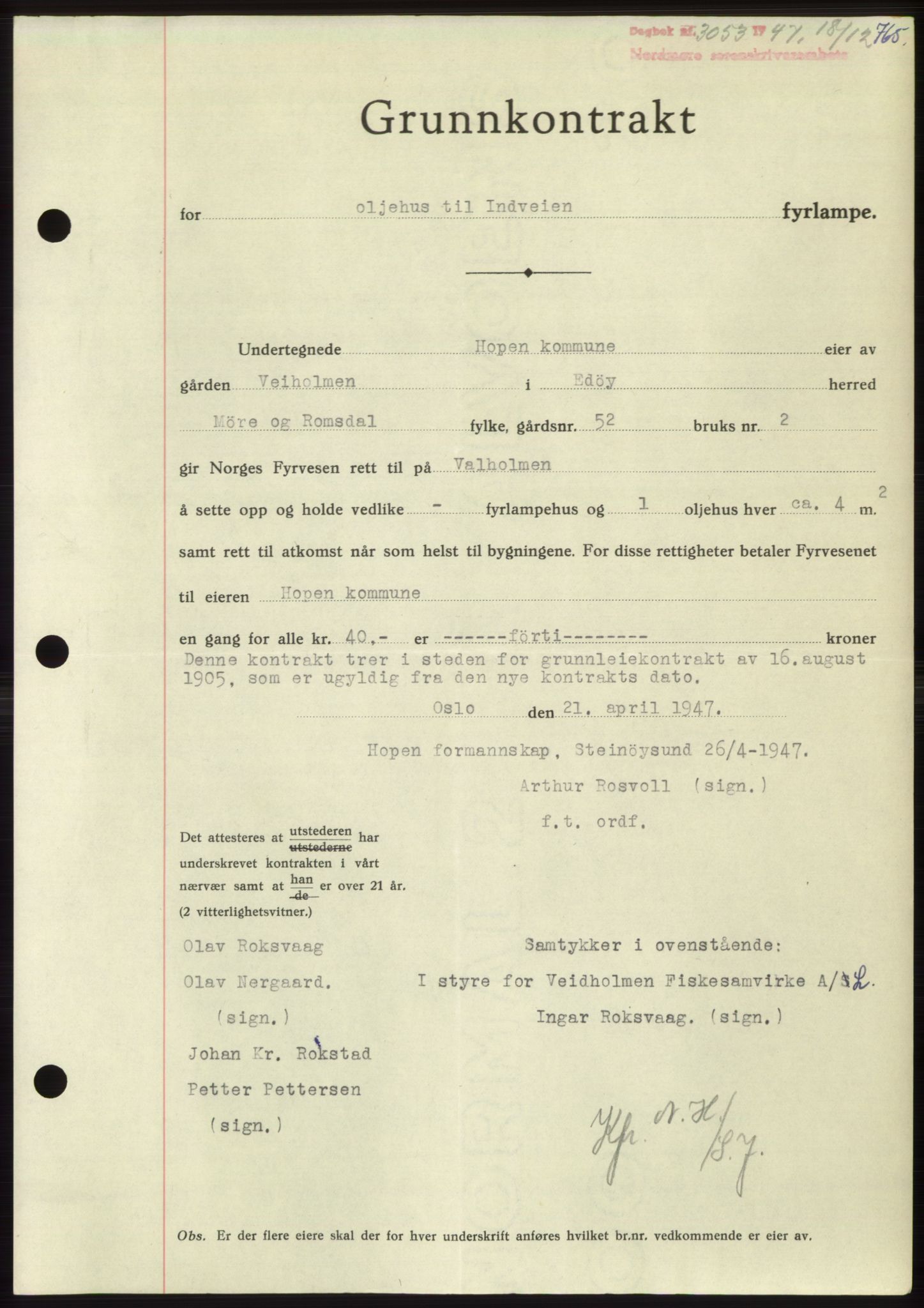 Nordmøre sorenskriveri, AV/SAT-A-4132/1/2/2Ca: Mortgage book no. B97, 1947-1948, Diary no: : 3053/1947