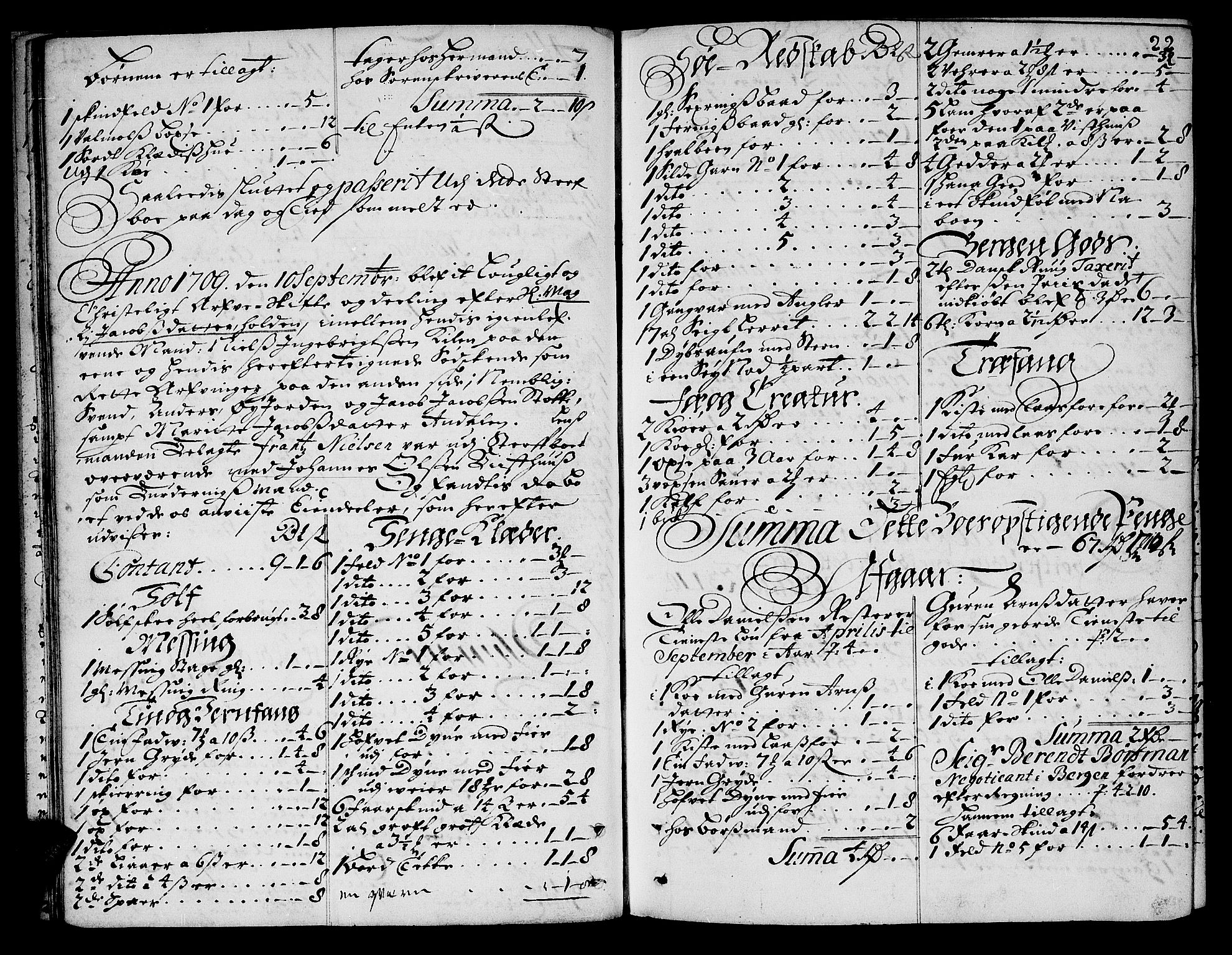 Helgeland sorenskriveri, AV/SAT-A-0004/3/3A/L0002: Skifteprotokoll 3A, 1709-1713, p. 21b-22a