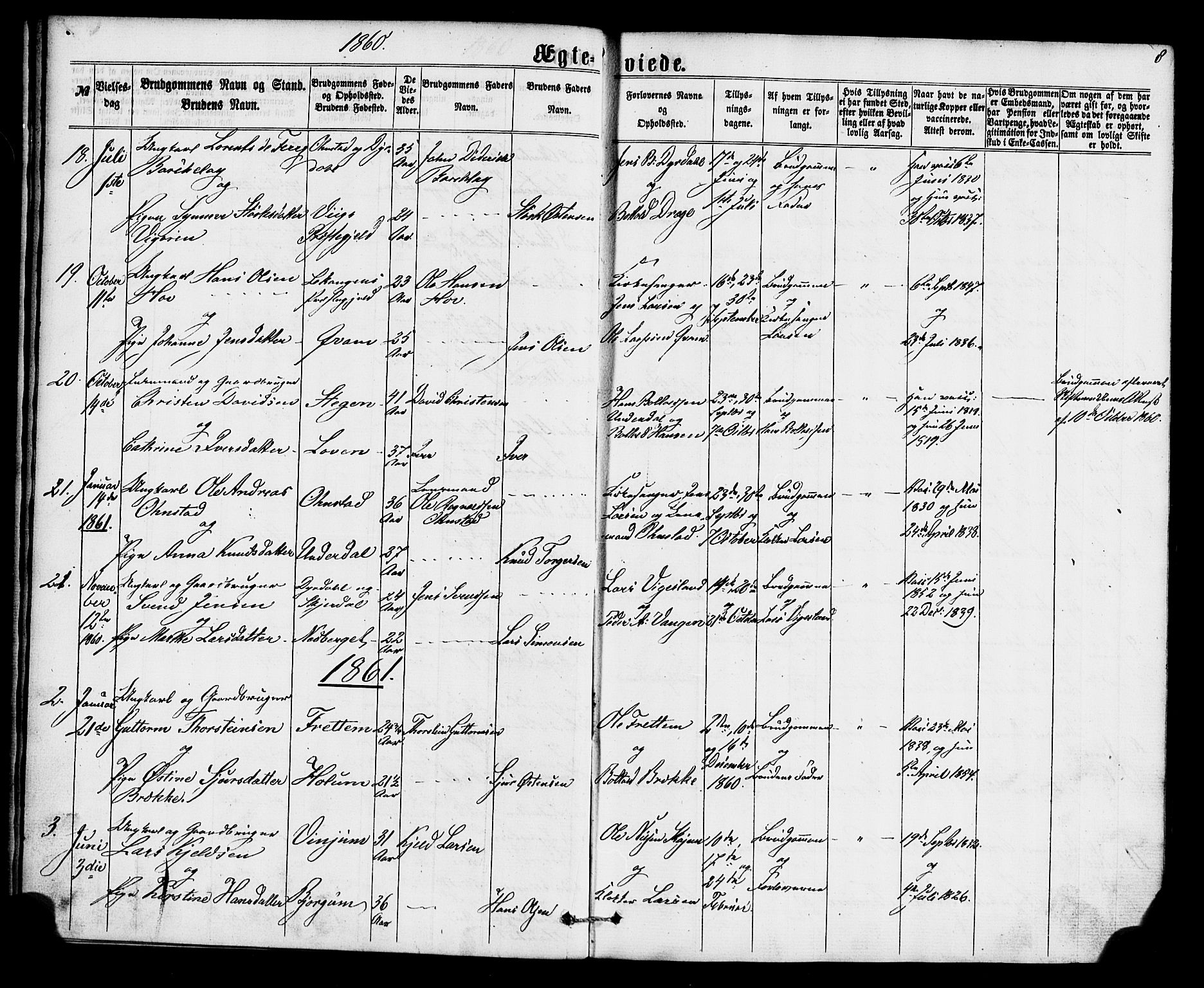 Aurland sokneprestembete, SAB/A-99937/H/Ha/Haa/L0010: Parish register (official) no. A 10, 1859-1879, p. 8