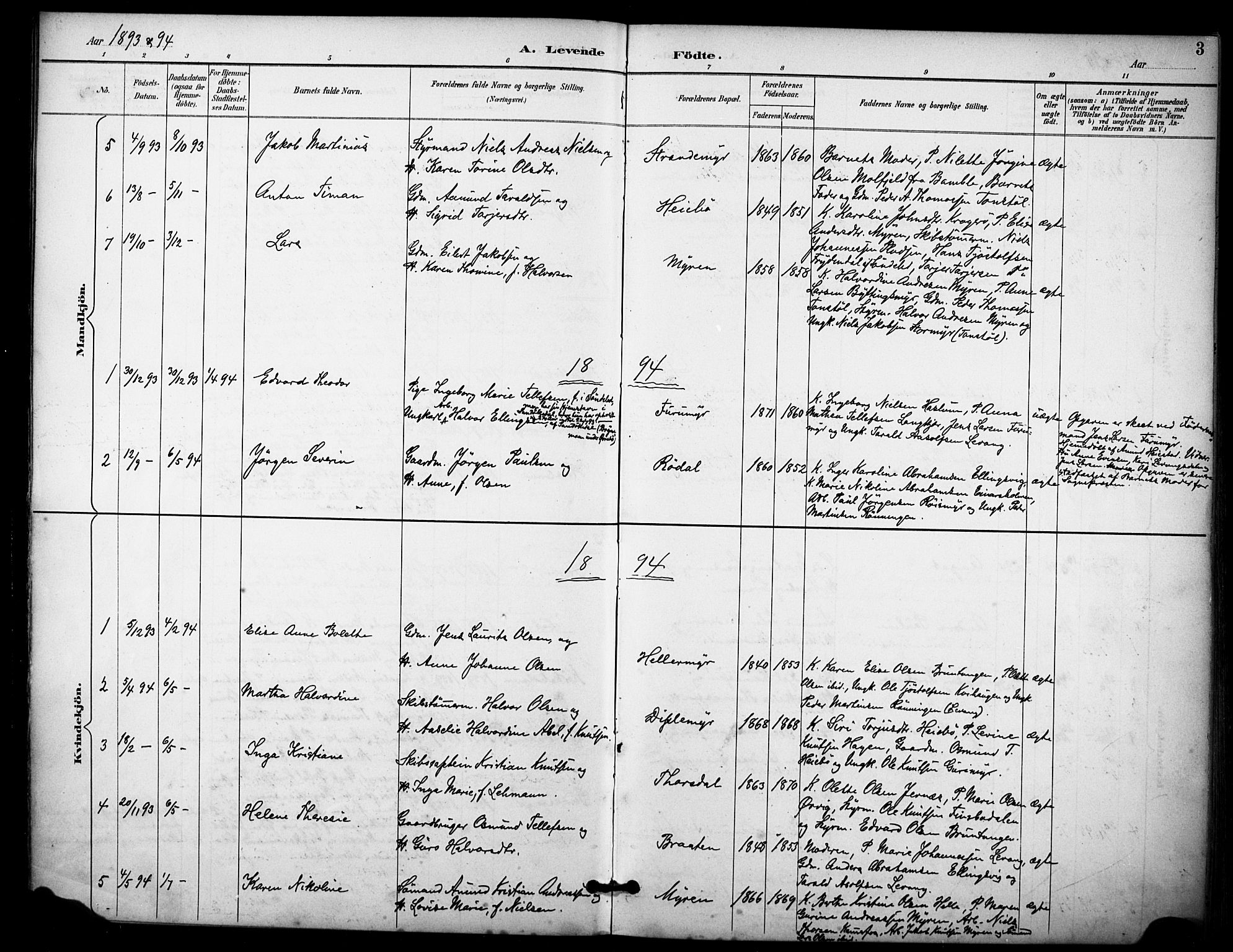 Skåtøy kirkebøker, SAKO/A-304/F/Fb/L0001: Parish register (official) no. II 1, 1892-1916, p. 3