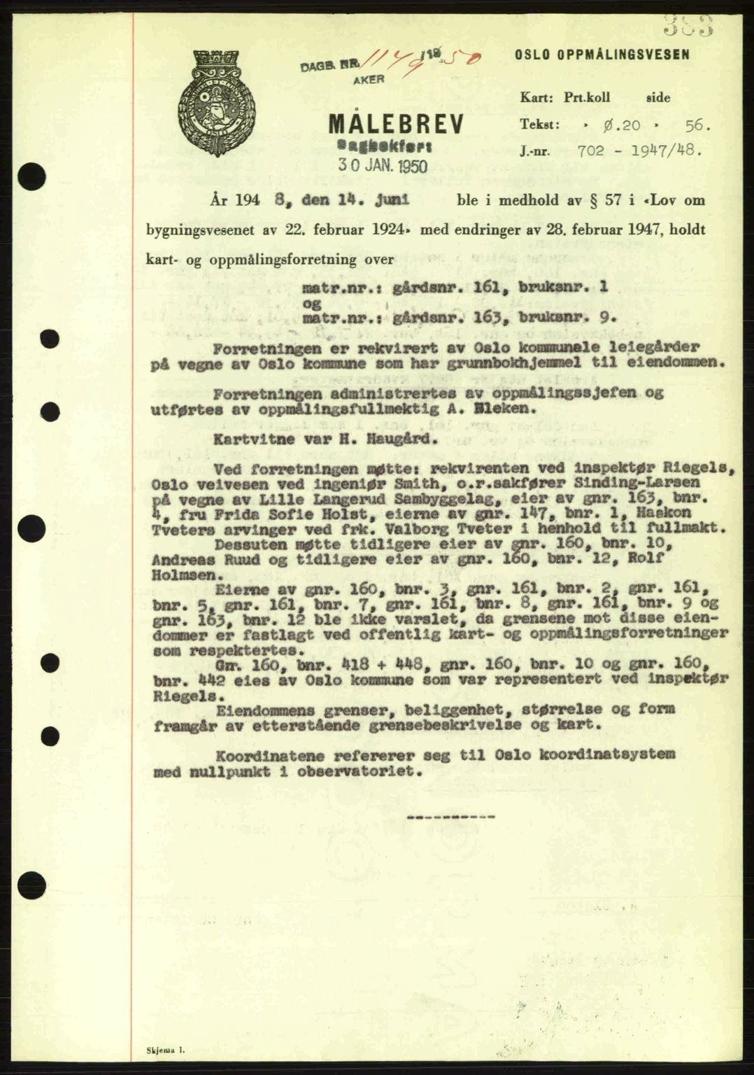 Oslo byskriverembete, AV/SAO-A-10227/G/Gb/Gbd/Gbda/L0017: Mortgage book no. A215, 1949-1950, Diary no: : 1149/1950