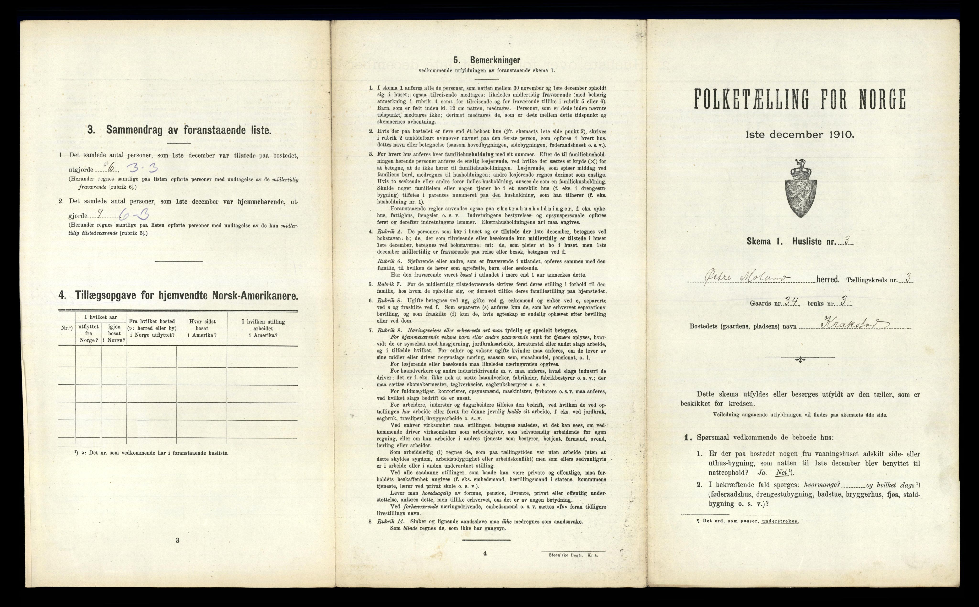 RA, 1910 census for Austre Moland, 1910, p. 290