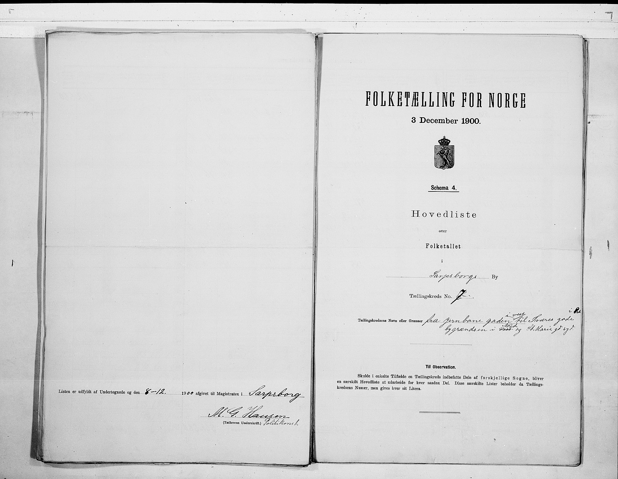 SAO, 1900 census for Sarpsborg, 1900, p. 16