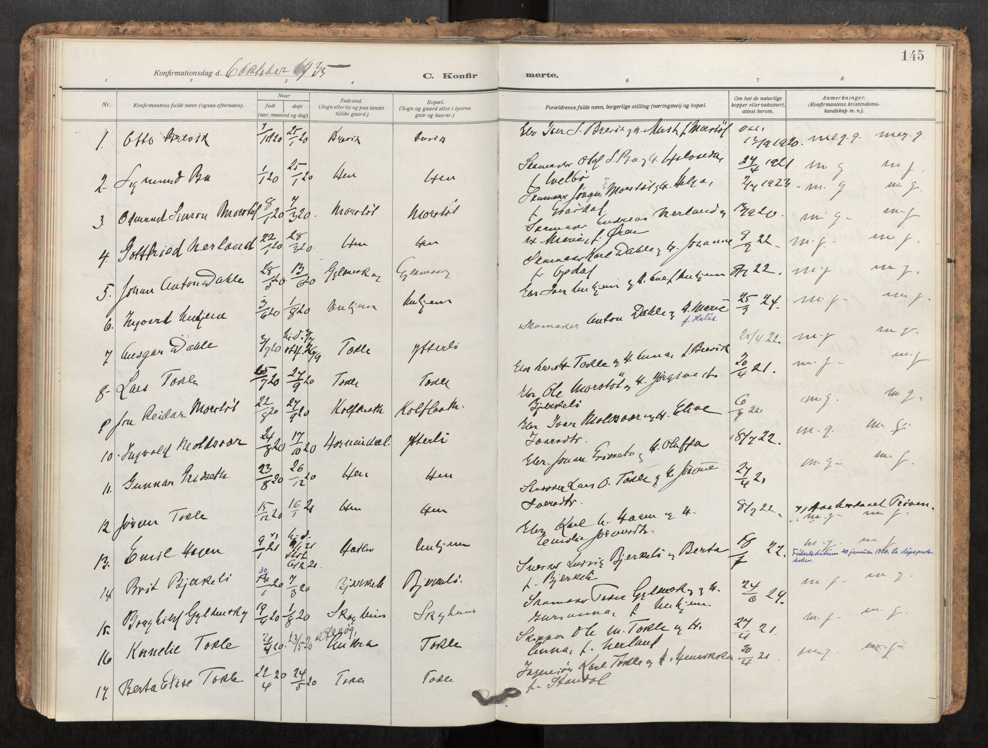 Ministerialprotokoller, klokkerbøker og fødselsregistre - Møre og Romsdal, AV/SAT-A-1454/545/L0596: Parish register (official) no. 545A04, 1921-1956, p. 145
