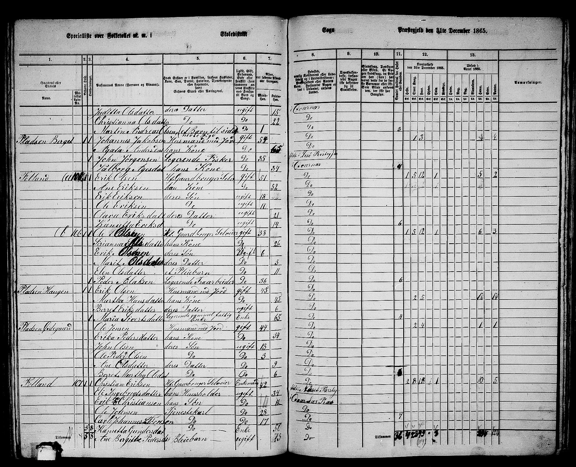 RA, 1865 census for Kvernes, 1865, p. 152