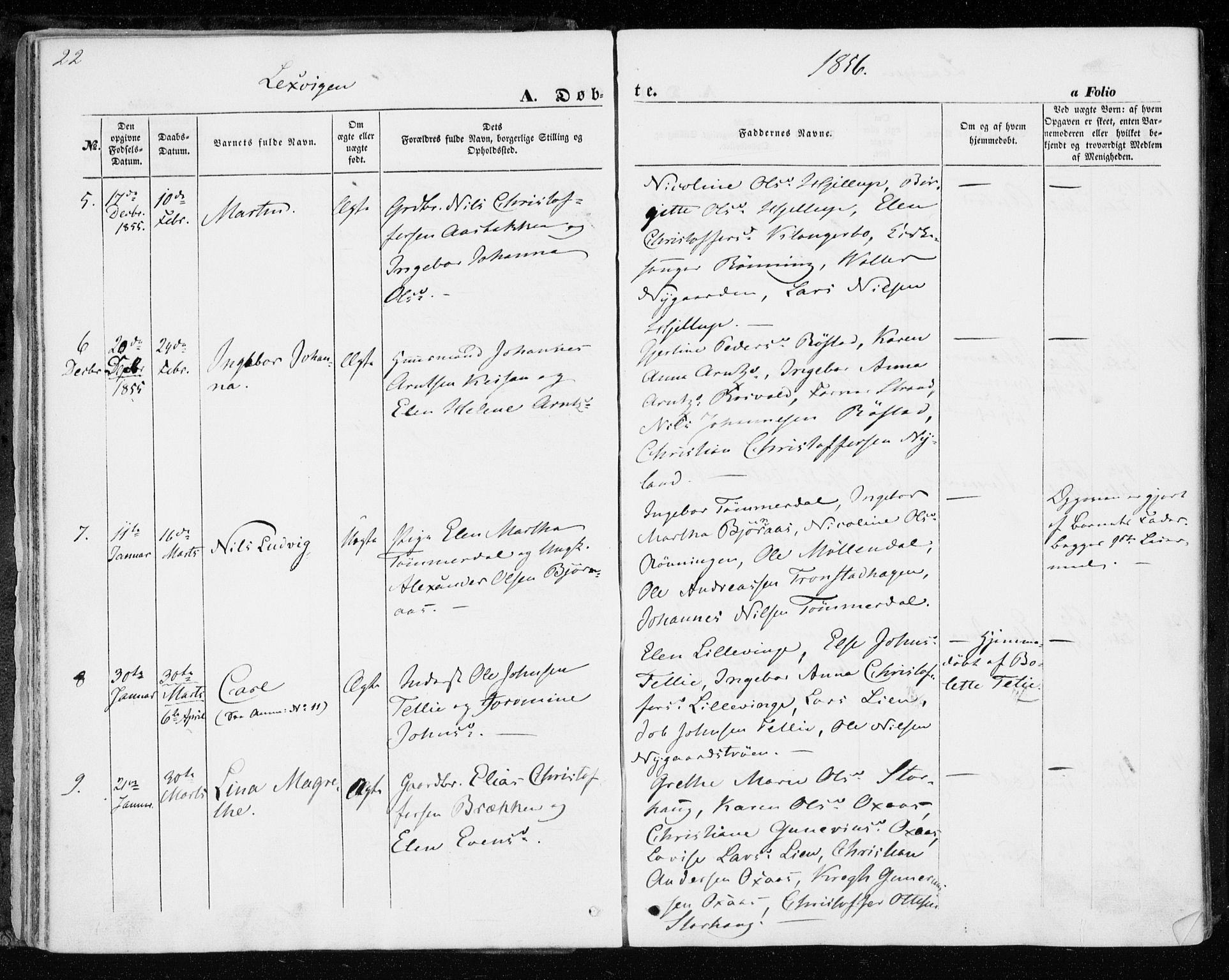 Ministerialprotokoller, klokkerbøker og fødselsregistre - Nord-Trøndelag, SAT/A-1458/701/L0008: Parish register (official) no. 701A08 /1, 1854-1863, p. 22