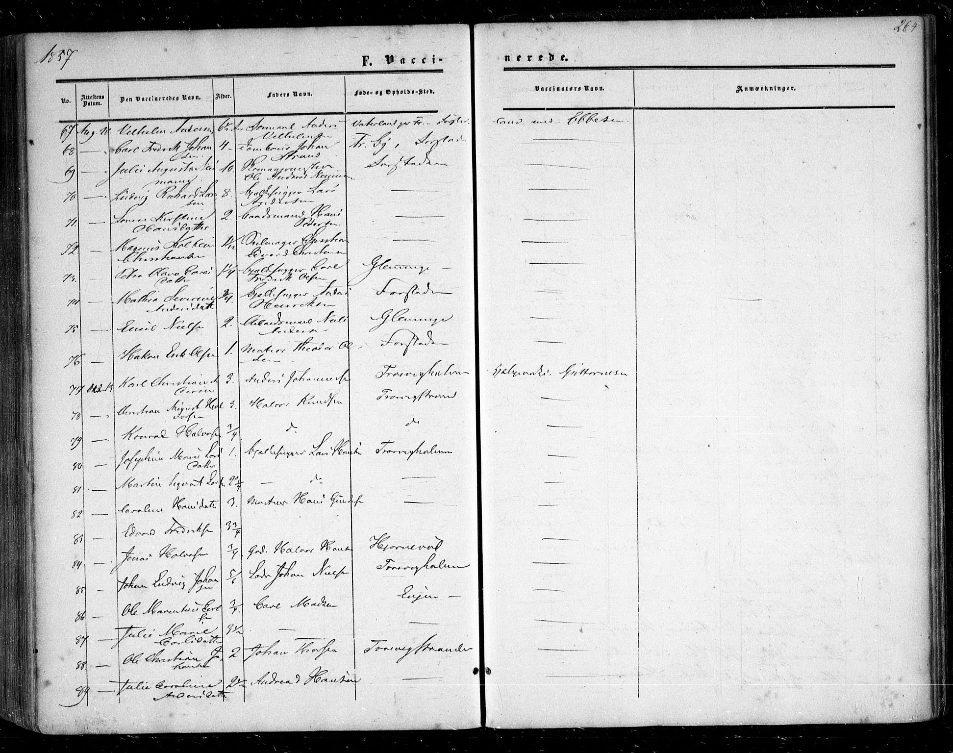 Glemmen prestekontor Kirkebøker, AV/SAO-A-10908/F/Fa/L0007: Parish register (official) no. 7, 1853-1862, p. 264