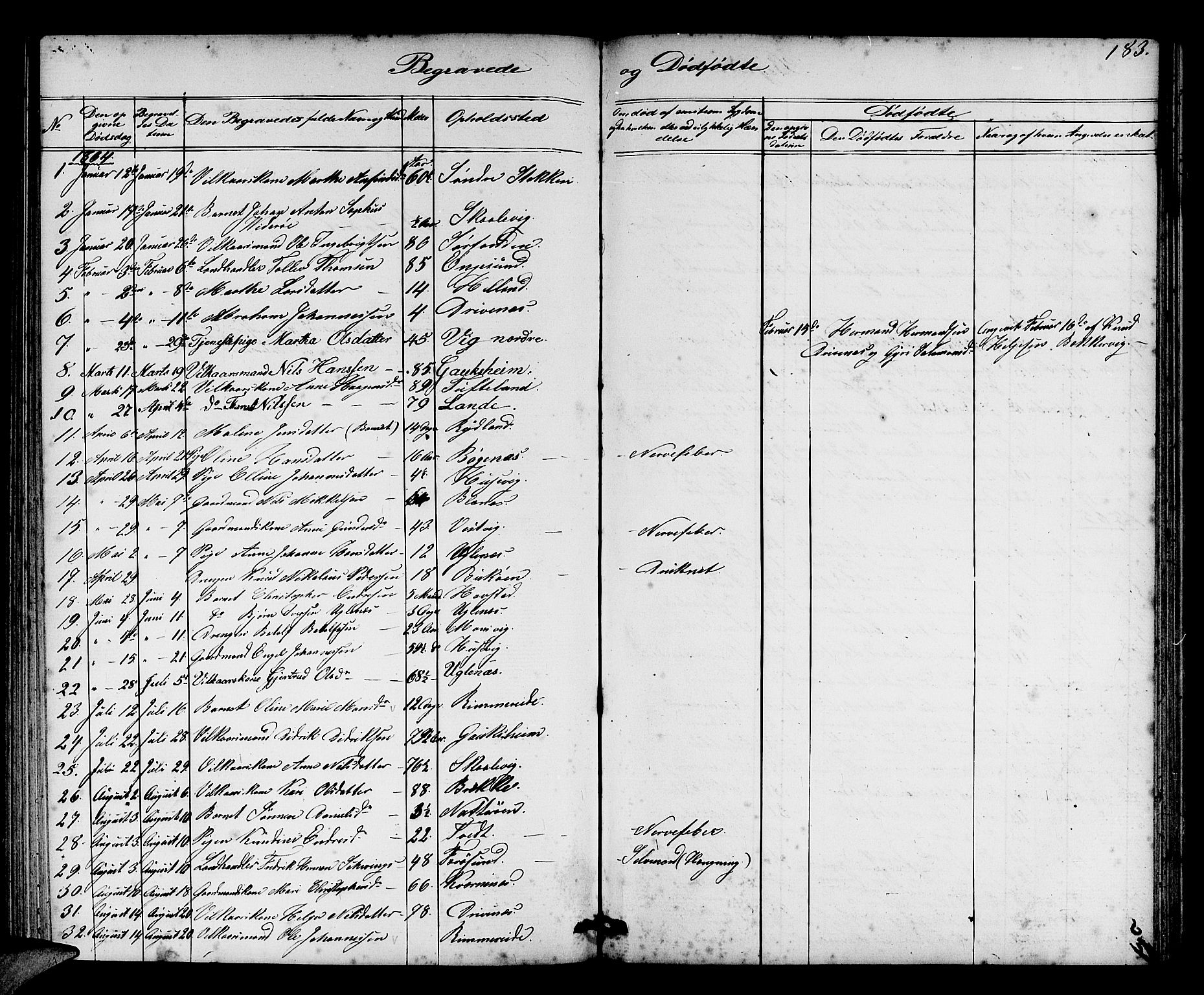 Fitjar sokneprestembete, SAB/A-99926: Parish register (copy) no. A 1, 1864-1886, p. 183