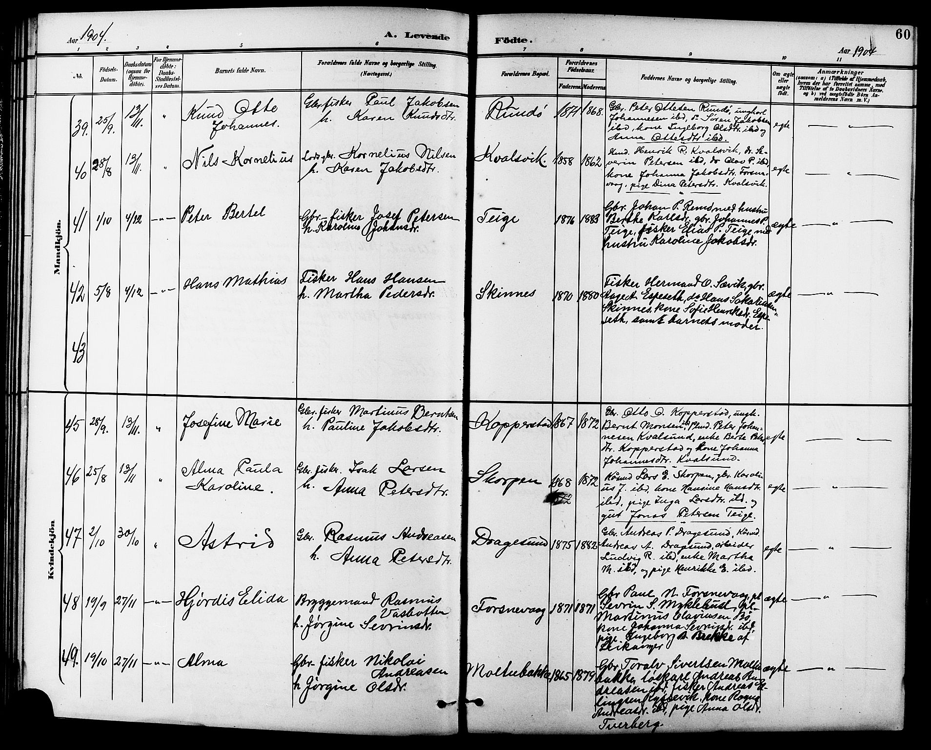 Ministerialprotokoller, klokkerbøker og fødselsregistre - Møre og Romsdal, AV/SAT-A-1454/507/L0082: Parish register (copy) no. 507C05, 1896-1914, p. 60