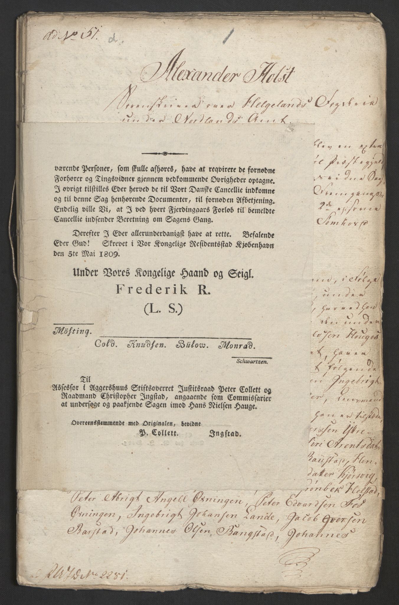 Justisdepartementet, Kommisjon i saken mot Hans Nielsen Hauge 1804, AV/RA-S-1151/D/L0005: Hans Nielsen Hauges sak, 1813, p. 348