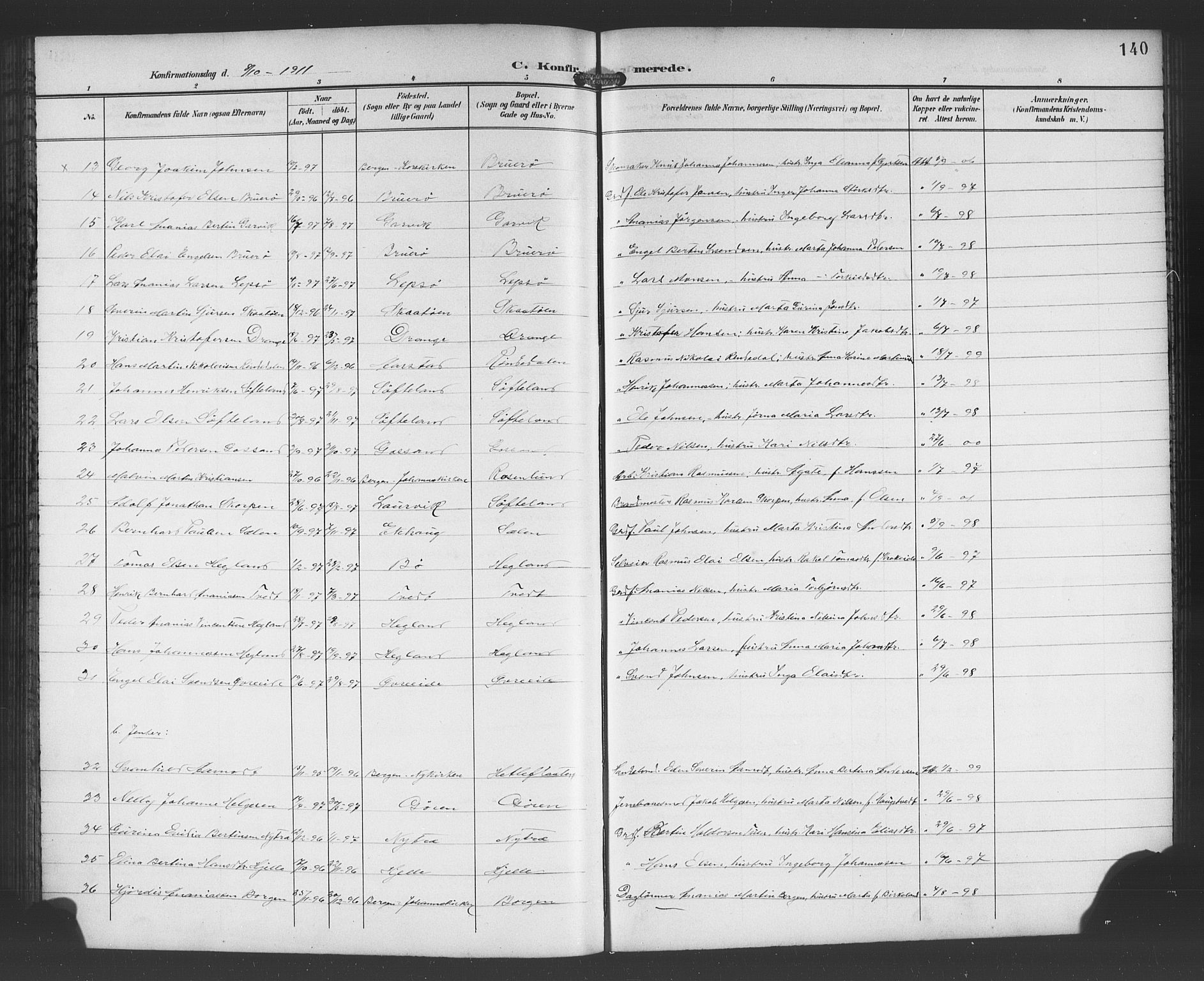 Os sokneprestembete, SAB/A-99929: Parish register (copy) no. A 3, 1897-1913, p. 140