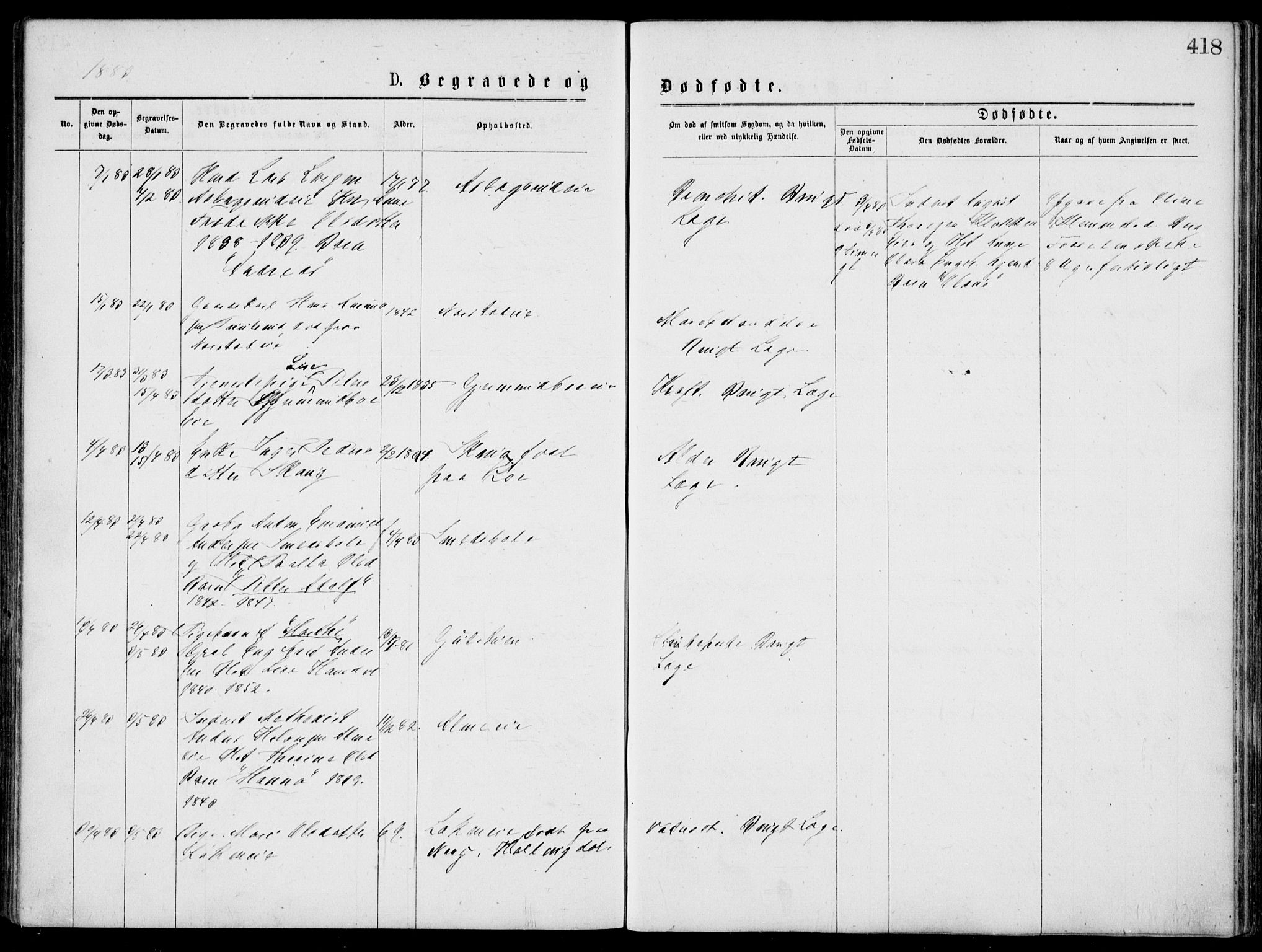 Norderhov kirkebøker, SAKO/A-237/G/Gb/L0001: Parish register (copy) no. II 1, 1876-1899, p. 418