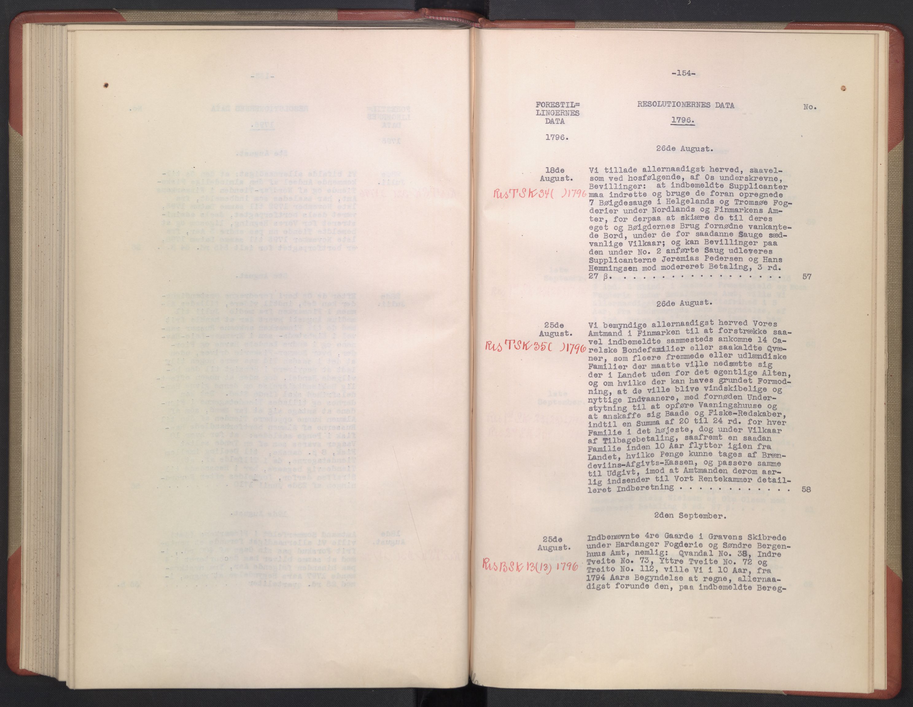 Avskriftsamlingen, AV/RA-EA-4022/F/Fb/L0128: Registratur over norske Relasjons- og  resolusjonsprotokoller, 1794-1796, p. 156