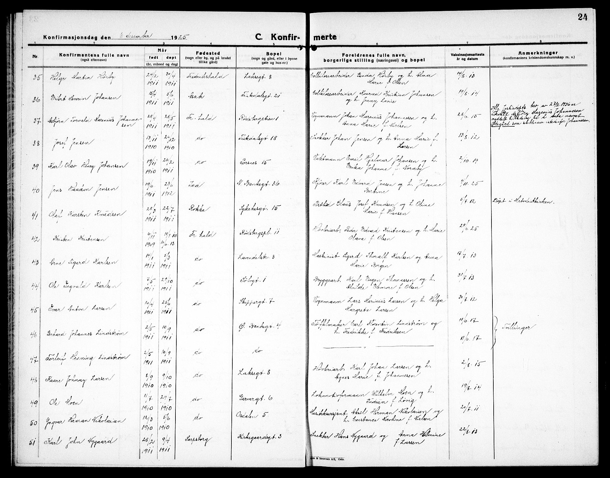 Halden prestekontor Kirkebøker, SAO/A-10909/G/Ga/L0013: Parish register (copy) no. 13, 1924-1939, p. 24