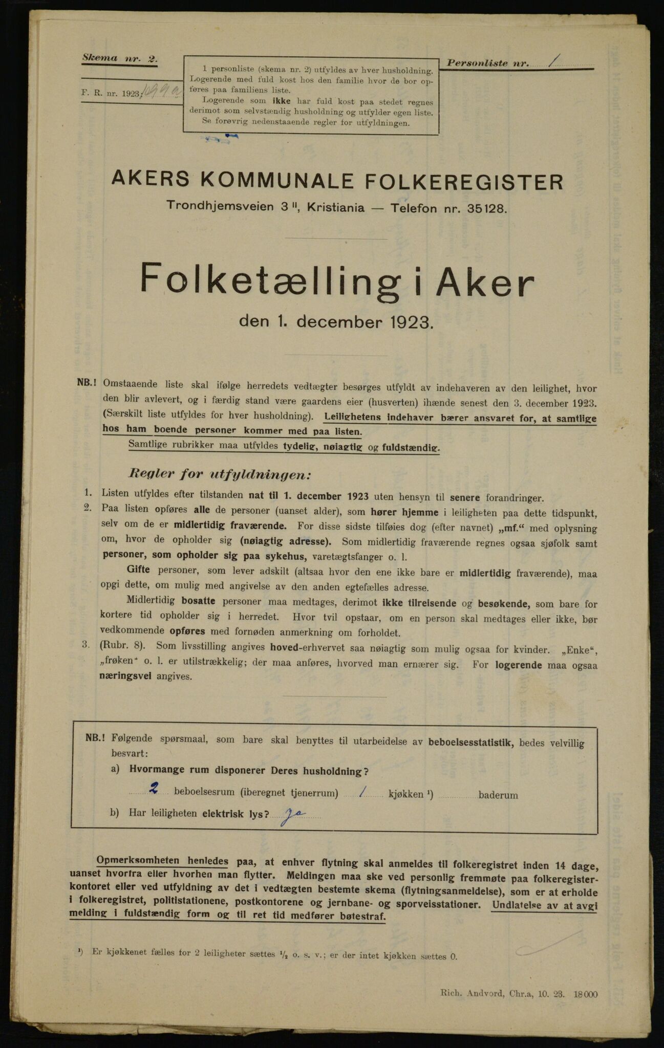 , Municipal Census 1923 for Aker, 1923, p. 43064