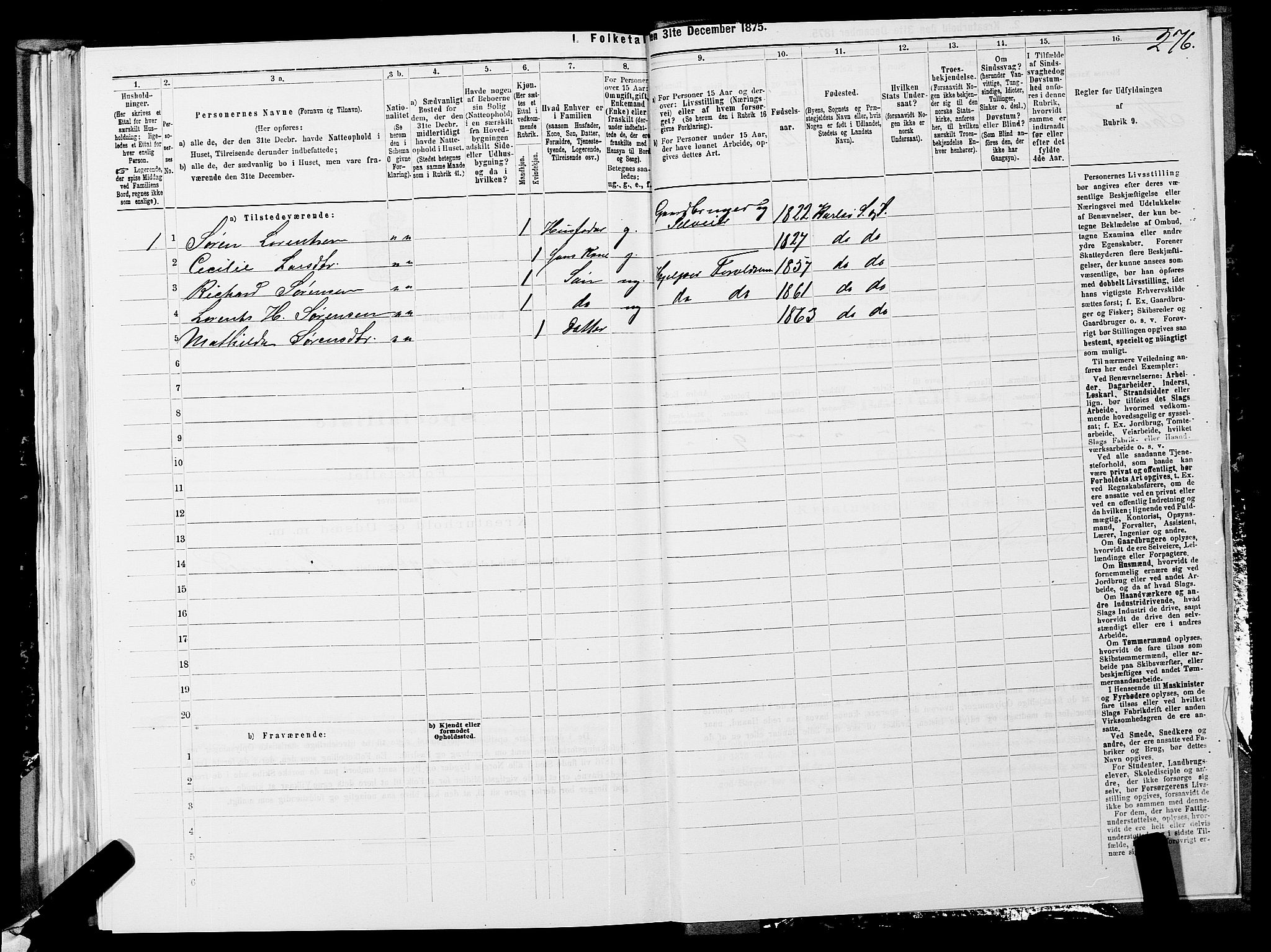 SATØ, 1875 census for 1936P Karlsøy, 1875, p. 1276