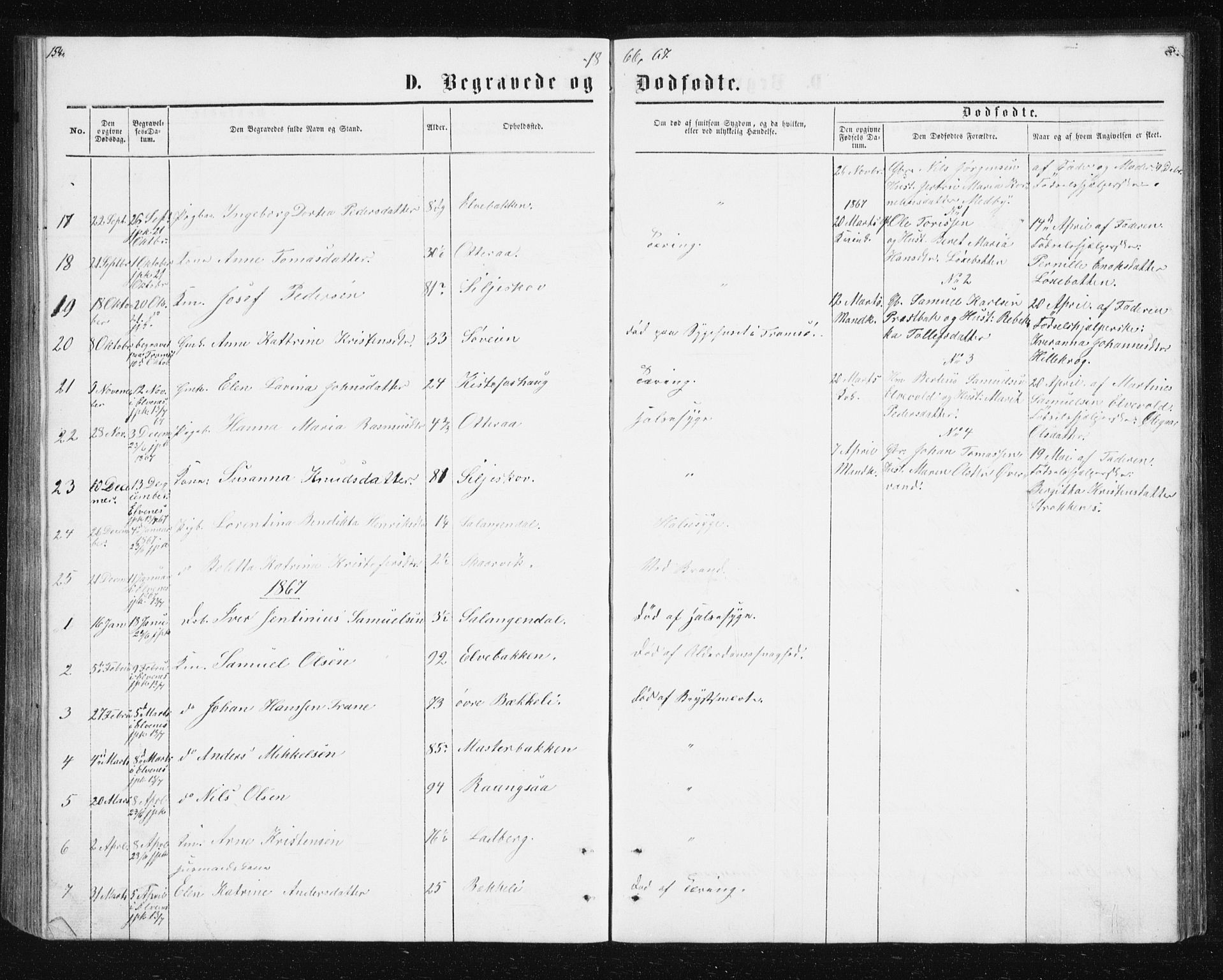 Ibestad sokneprestembete, AV/SATØ-S-0077/H/Ha/Hab/L0013klokker: Parish register (copy) no. 13, 1865-1879, p. 154