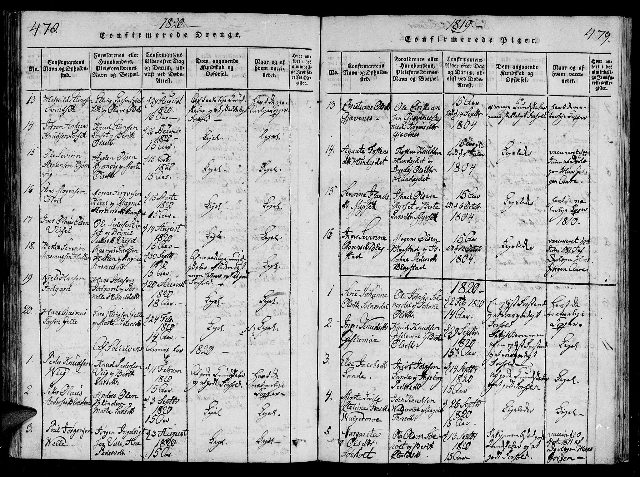 Ministerialprotokoller, klokkerbøker og fødselsregistre - Møre og Romsdal, SAT/A-1454/522/L0310: Parish register (official) no. 522A05, 1816-1832, p. 478-479