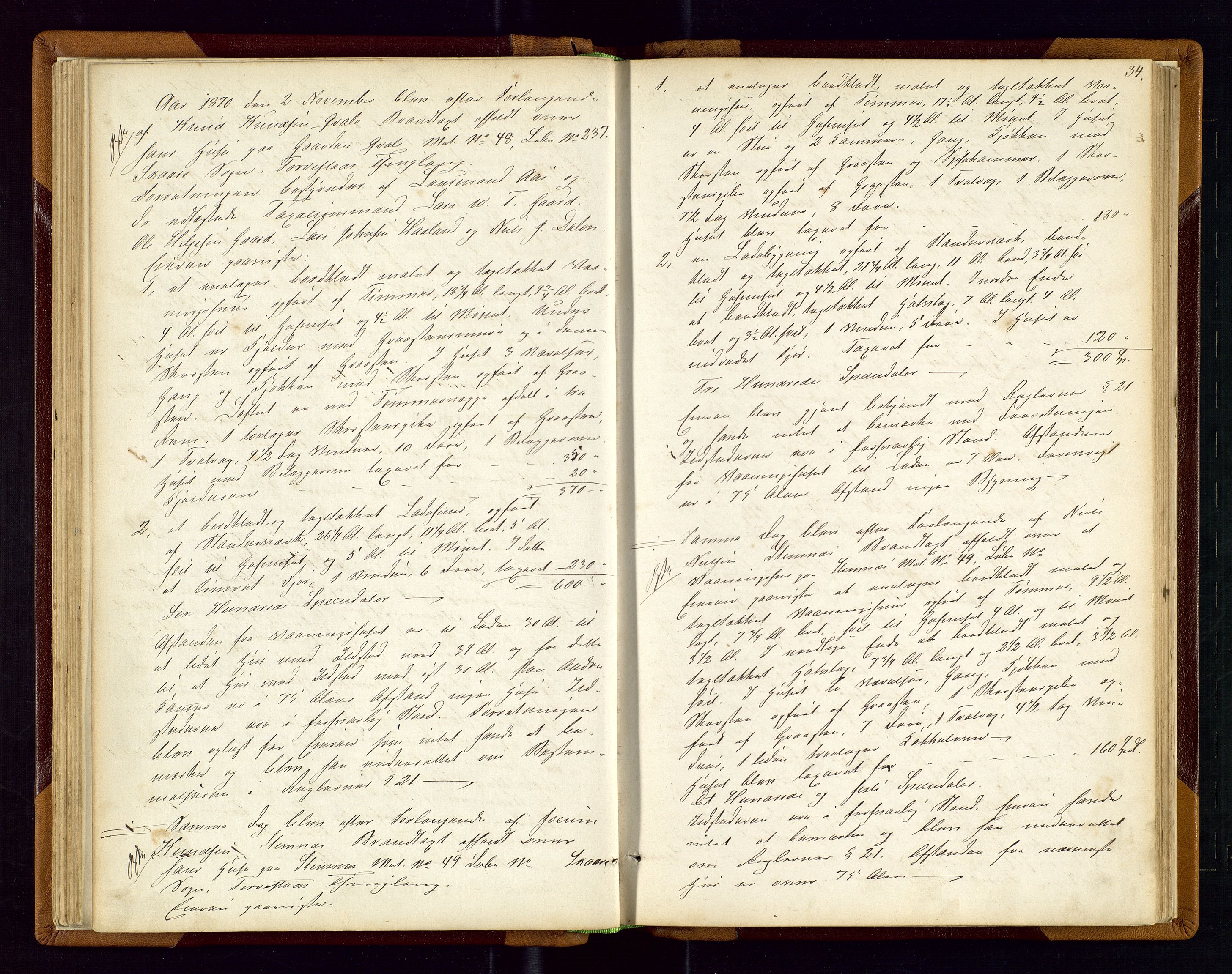 Torvestad lensmannskontor, SAST/A-100307/1/Goa/L0001: "Brandtaxationsprotokol for Torvestad Thinglag", 1867-1883, p. 33b-34a