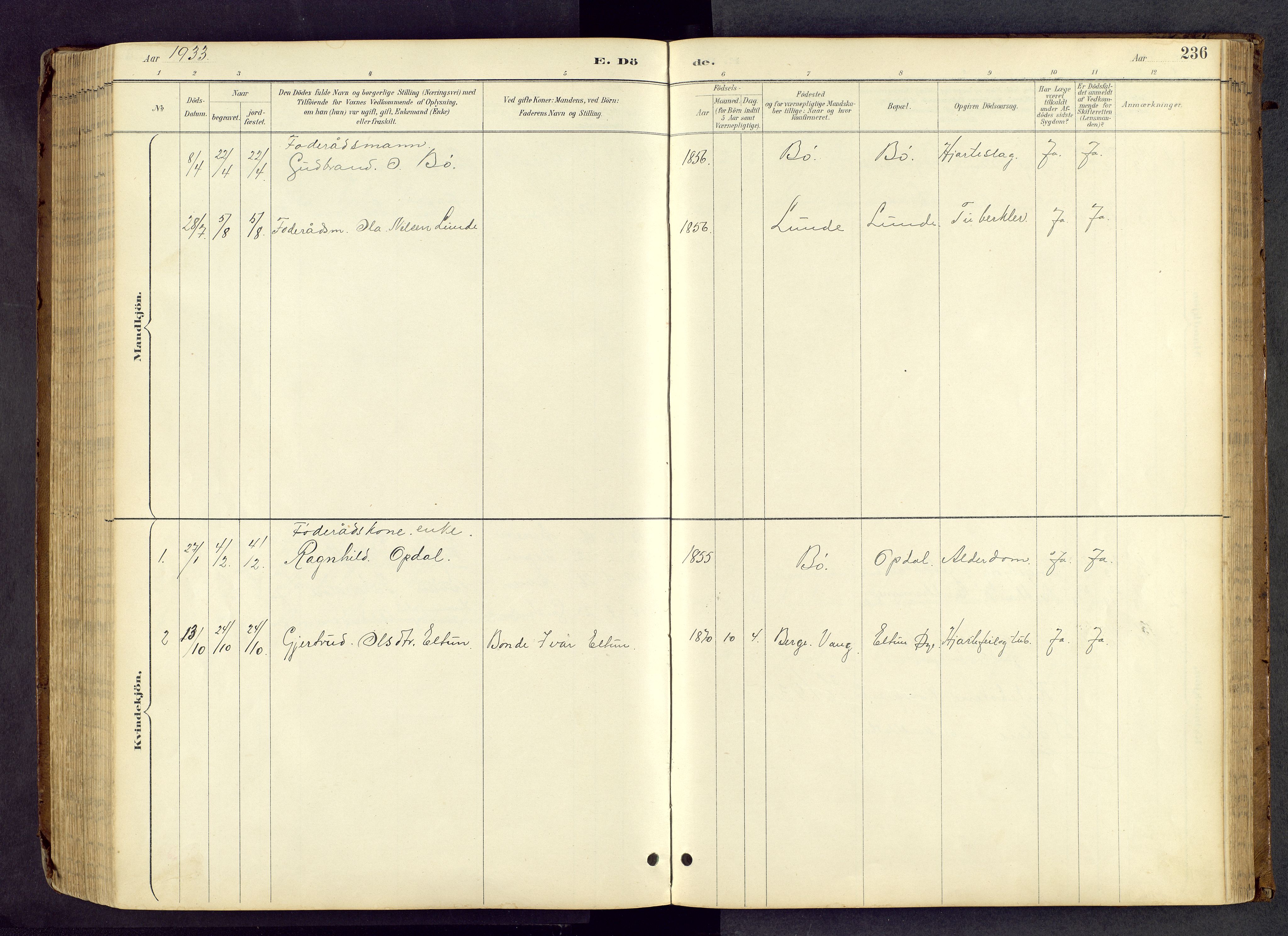 Vang prestekontor, Valdres, AV/SAH-PREST-140/H/Hb/L0005: Parish register (copy) no. 5, 1889-1945, p. 236