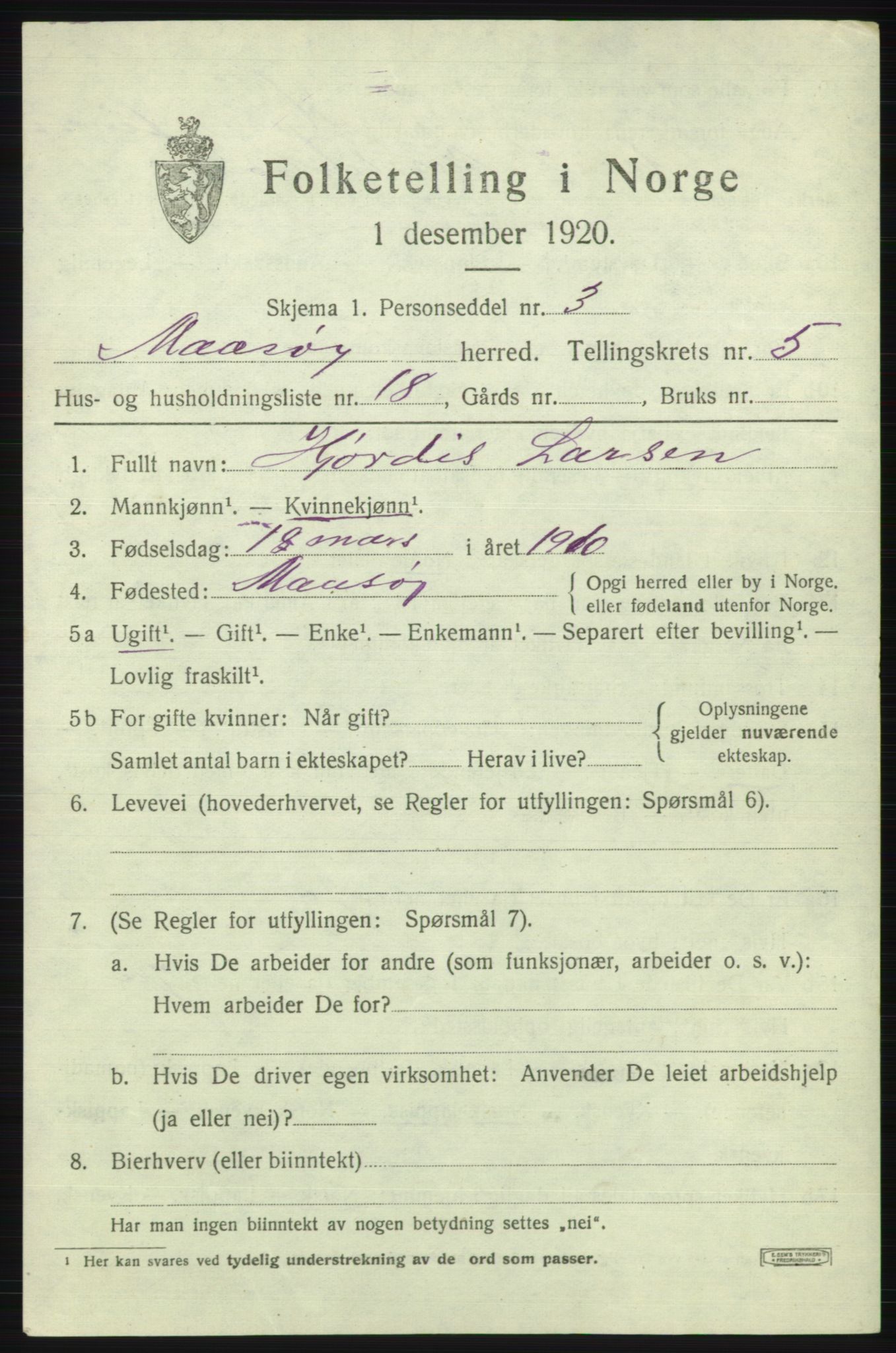 SATØ, 1920 census for Måsøy, 1920, p. 2650