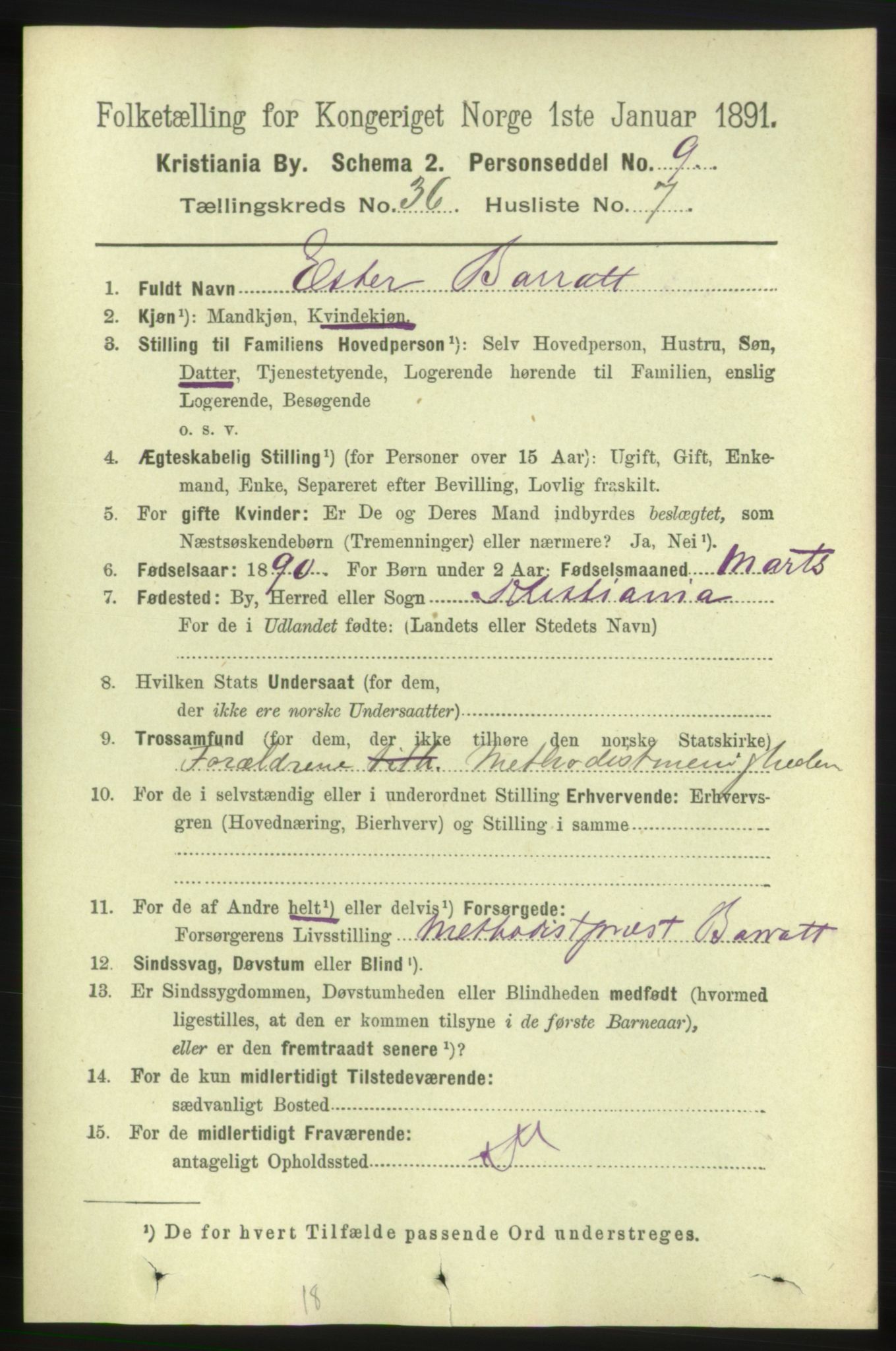 RA, 1891 census for 0301 Kristiania, 1891, p. 20151
