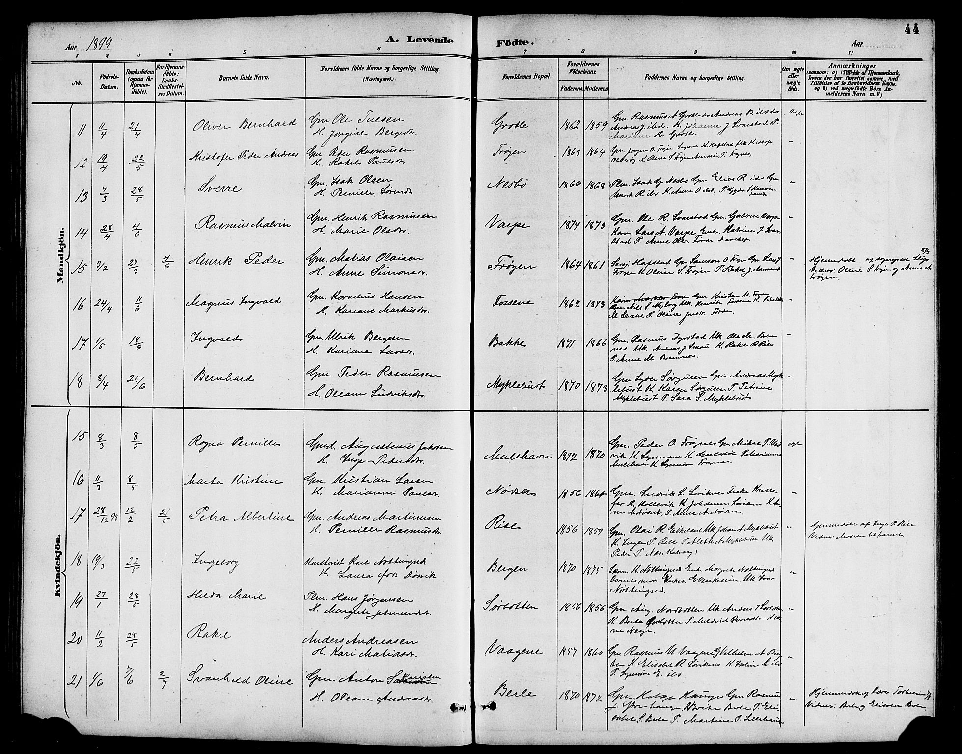 Bremanger sokneprestembete, AV/SAB-A-82201/H/Hab/Haba/L0003: Parish register (copy) no. A 3, 1890-1908, p. 44