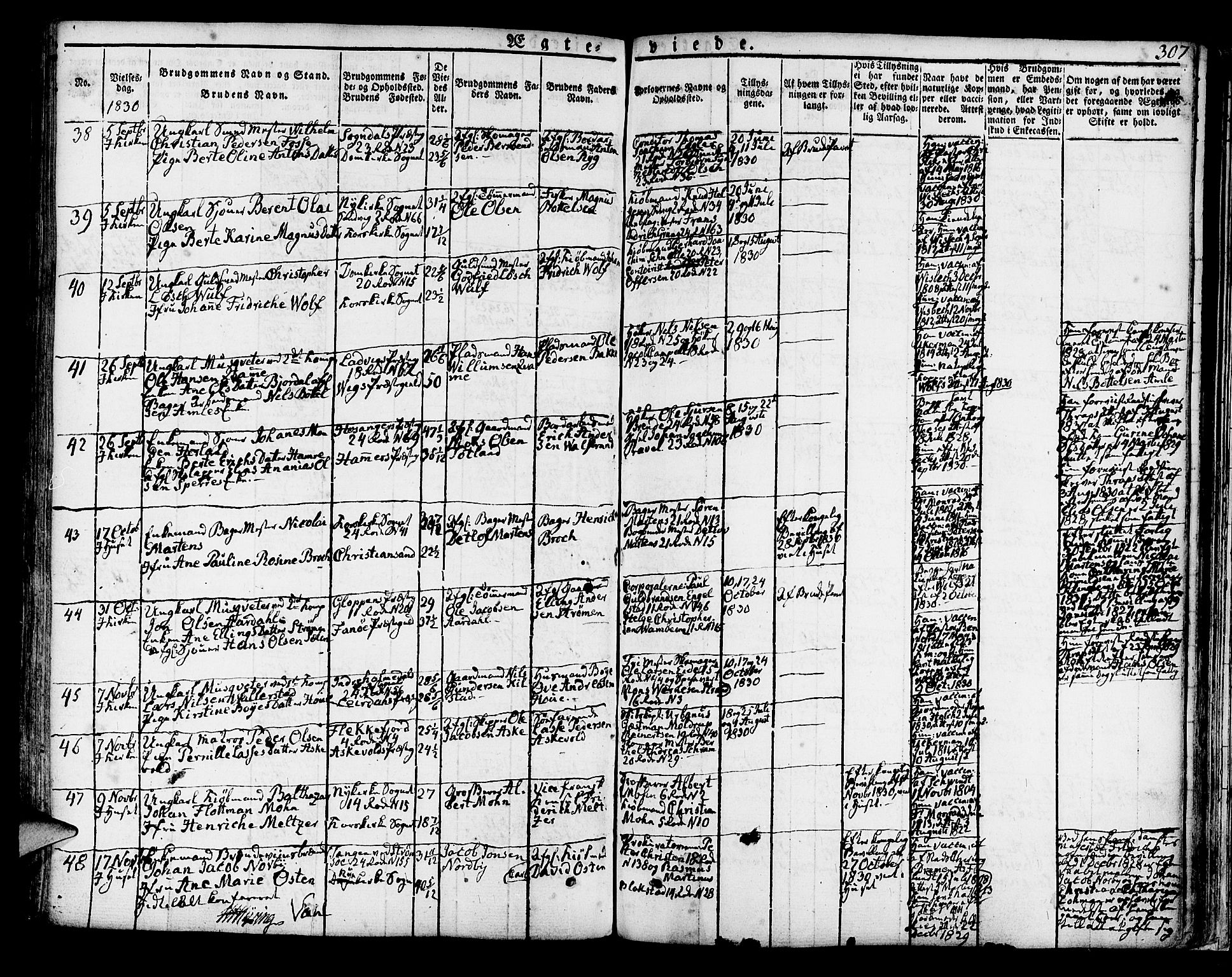 Korskirken sokneprestembete, AV/SAB-A-76101/H/Hab: Parish register (copy) no. A 3, 1821-1831, p. 307