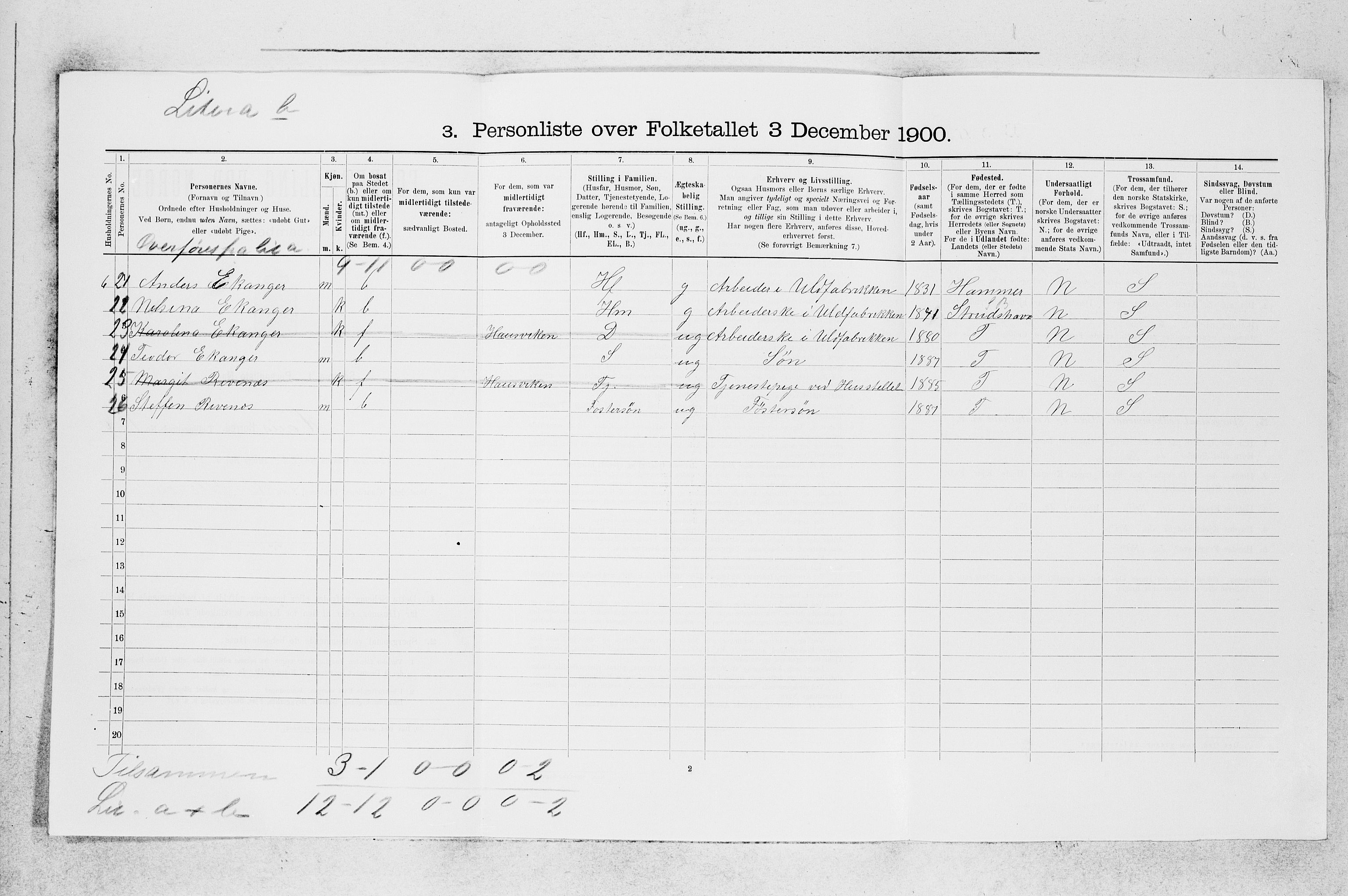 SAB, 1900 census for Haus, 1900, p. 1342