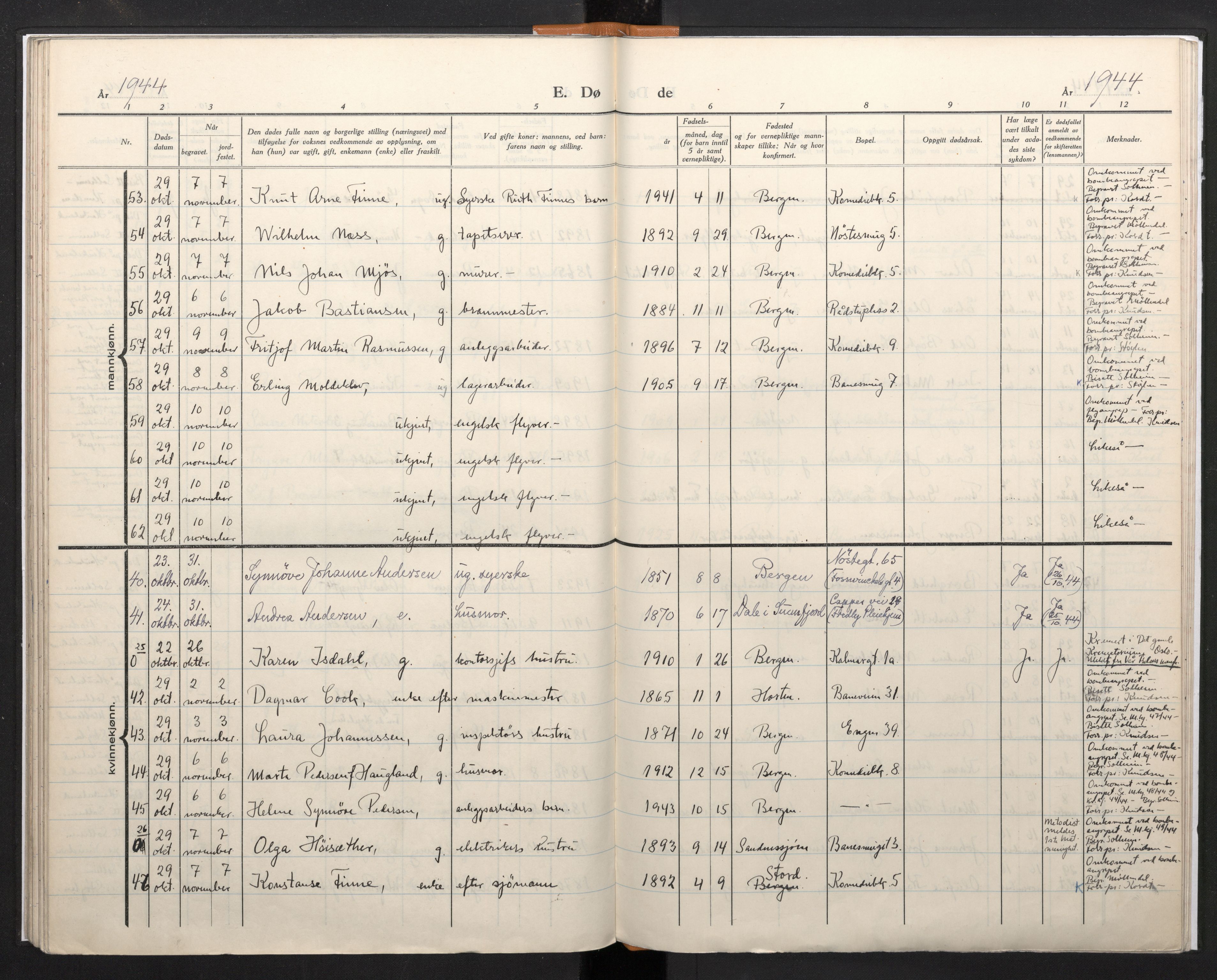 Domkirken sokneprestembete, AV/SAB-A-74801/H/Haa/L0017: Parish register (official) no. A 16, 1944-1945