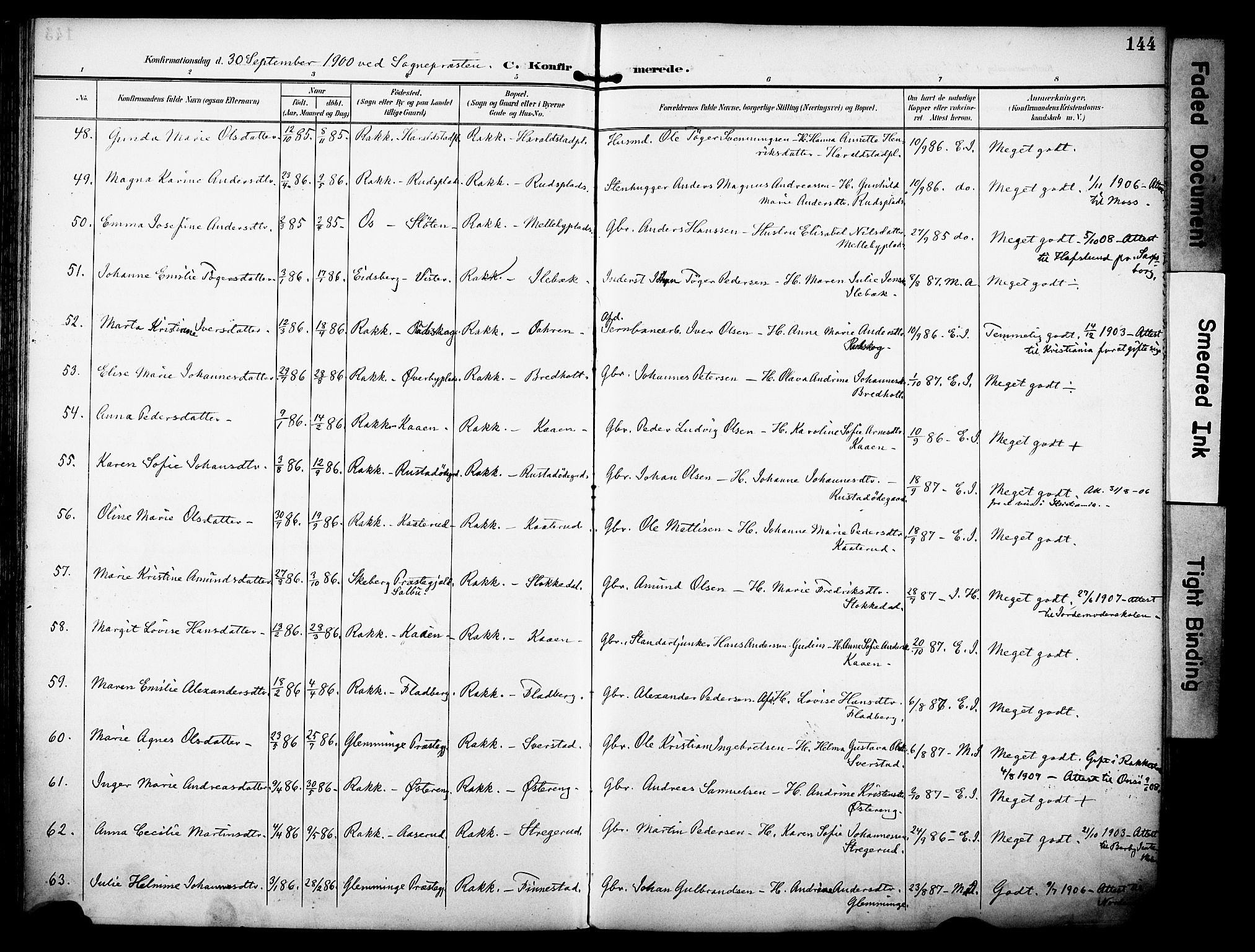 Rakkestad prestekontor Kirkebøker, AV/SAO-A-2008/F/Fa/L0013: Parish register (official) no. I 13, 1894-1908, p. 144