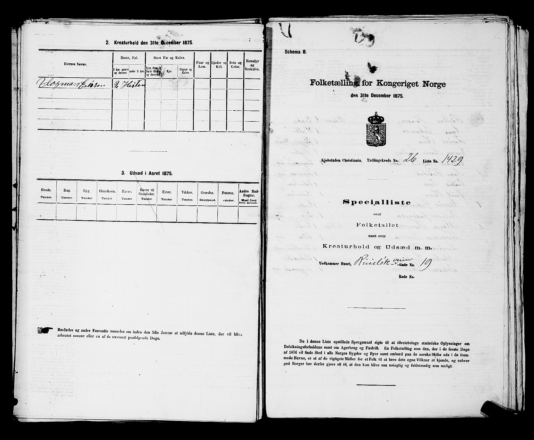 RA, 1875 census for 0301 Kristiania, 1875, p. 4145