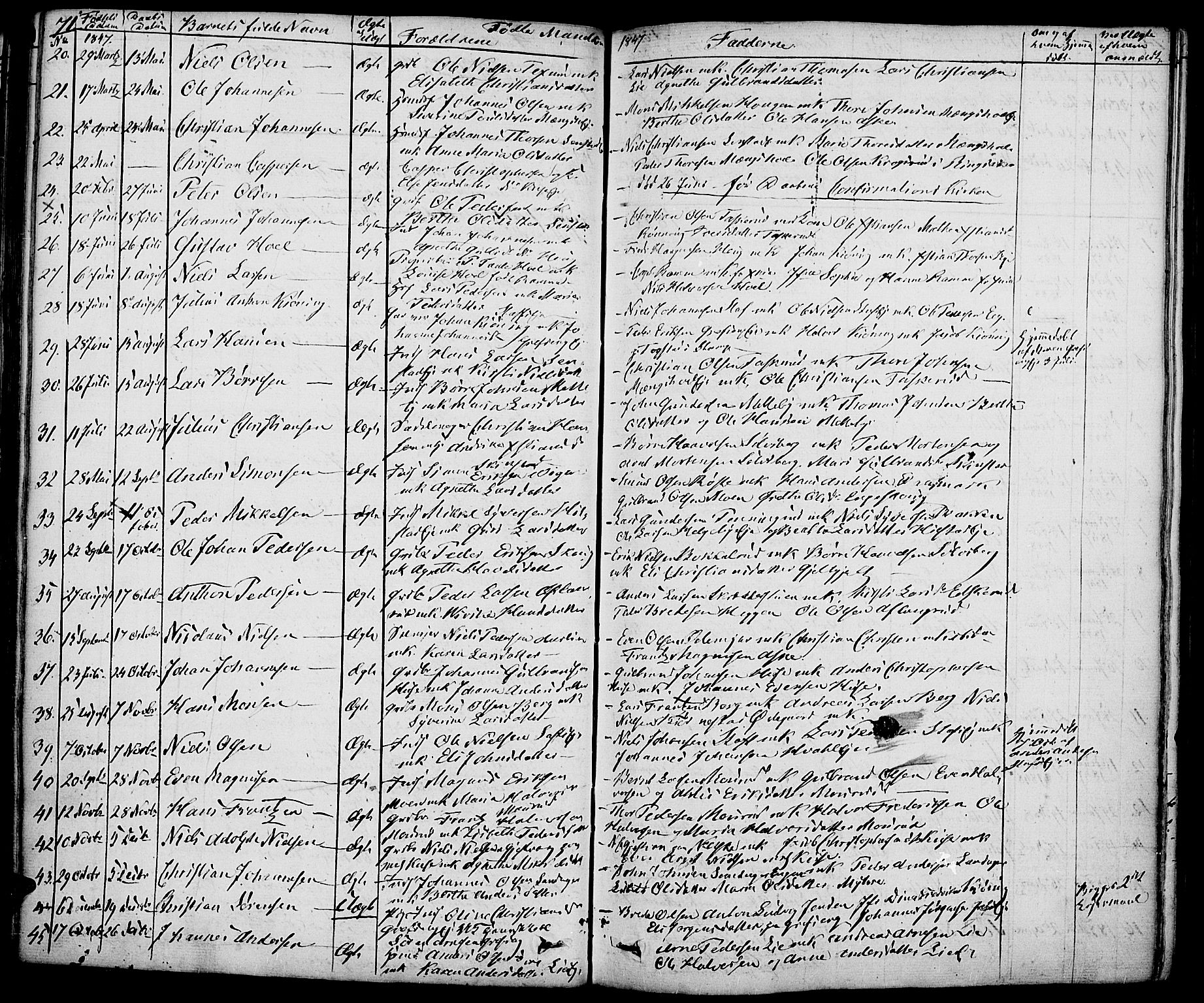 Nes prestekontor, Hedmark, AV/SAH-PREST-020/K/Ka/L0003: Parish register (official) no. 3, 1827-1851, p. 71