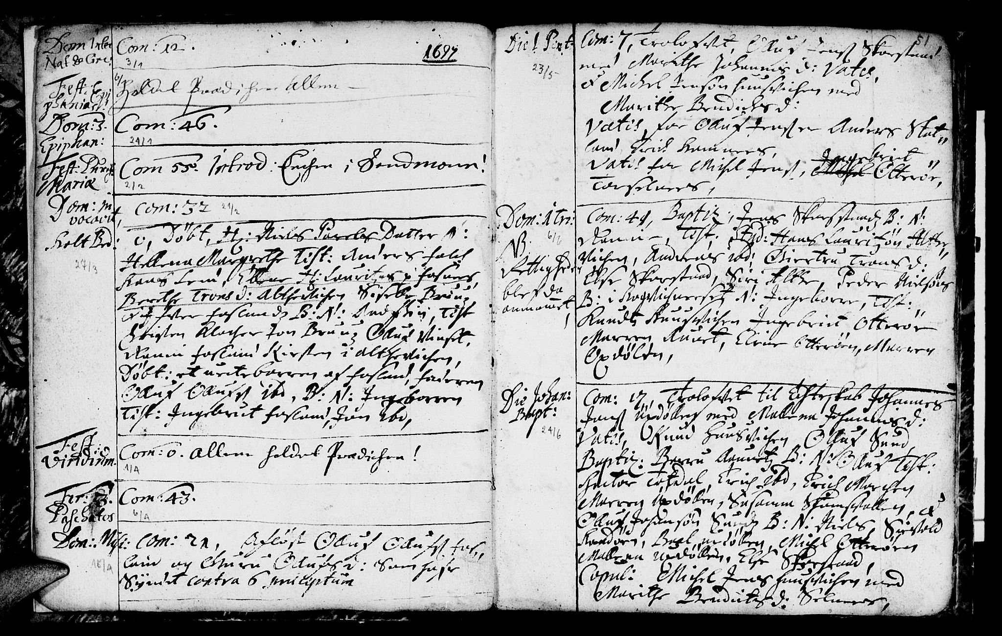 Ministerialprotokoller, klokkerbøker og fødselsregistre - Nord-Trøndelag, SAT/A-1458/774/L0627: Parish register (official) no. 774A01, 1693-1738, p. 50-51