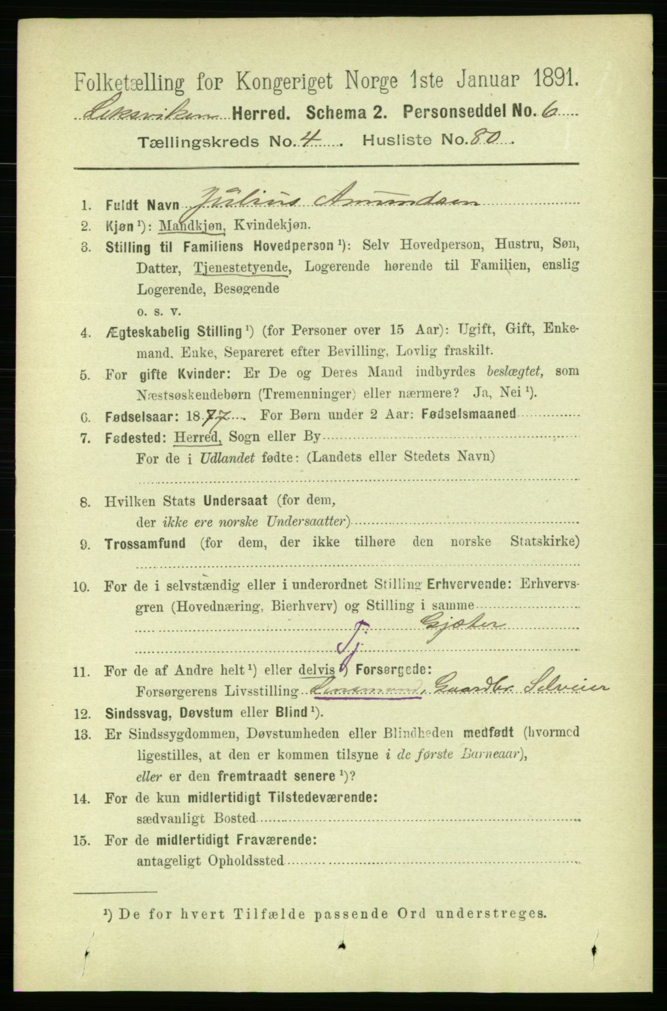 RA, 1891 census for 1718 Leksvik, 1891, p. 2448