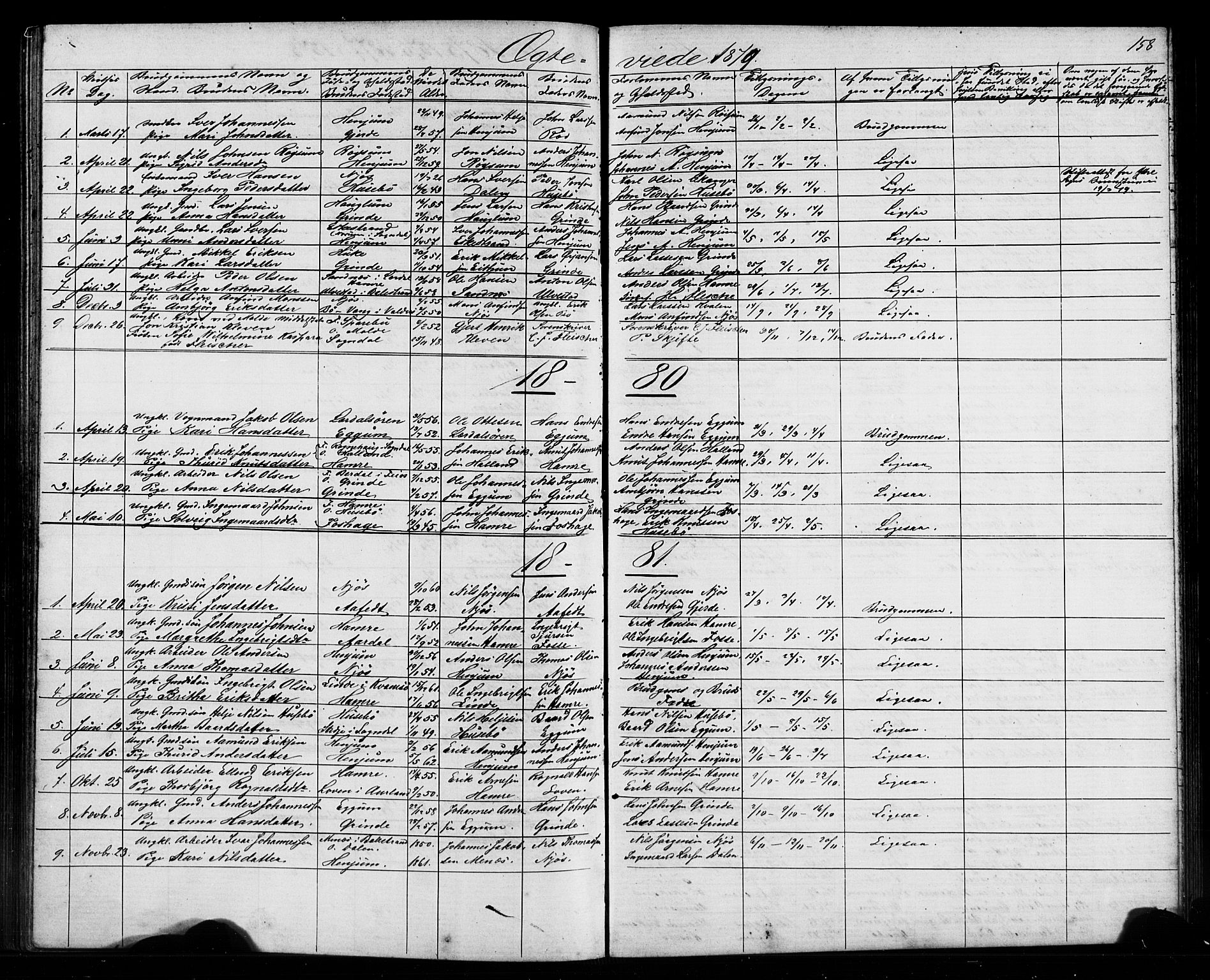 Leikanger sokneprestembete, AV/SAB-A-81001/H/Hab/Haba/L0001: Parish register (copy) no. A 1, 1873-1916, p. 158