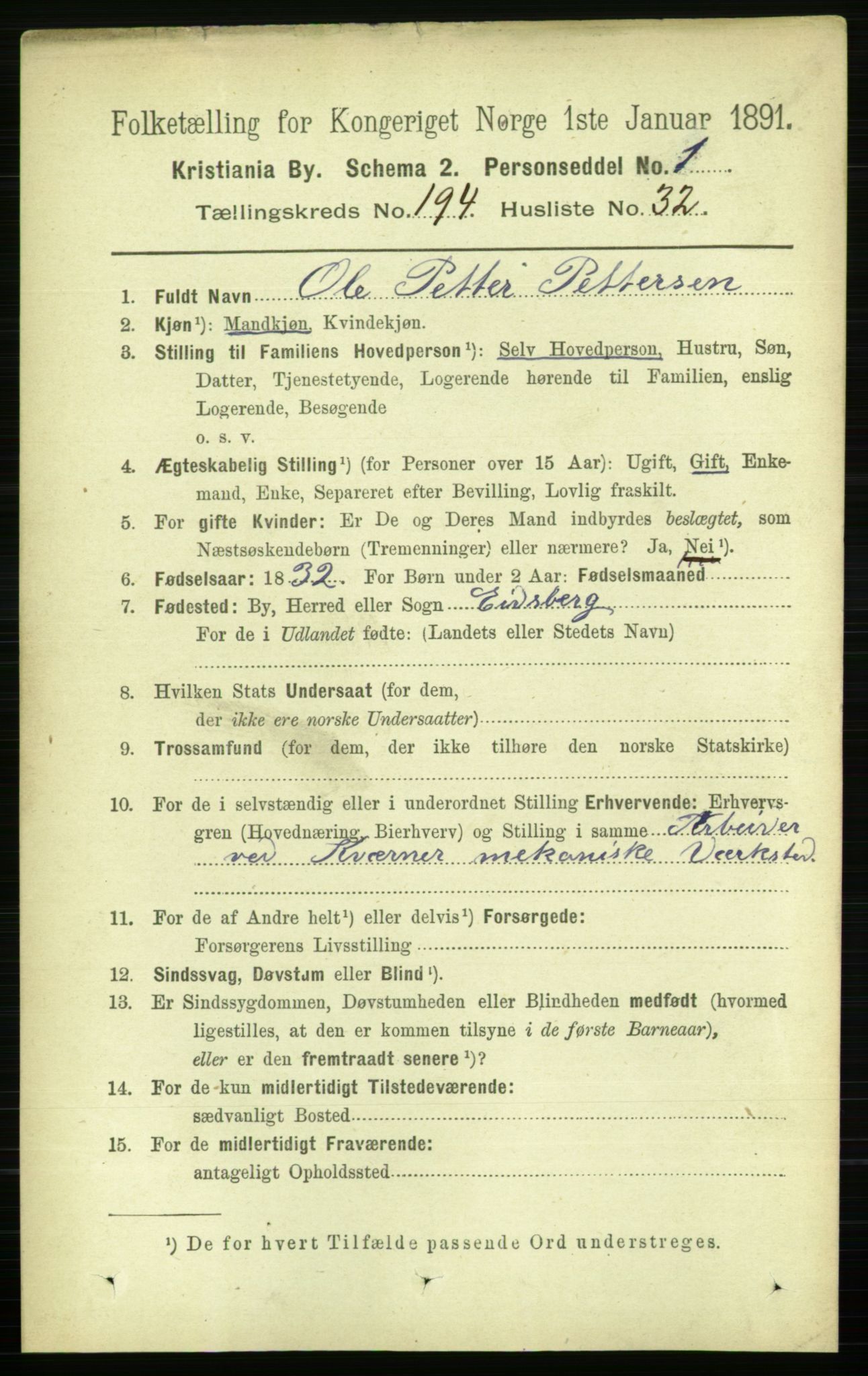 RA, 1891 census for 0301 Kristiania, 1891, p. 117357