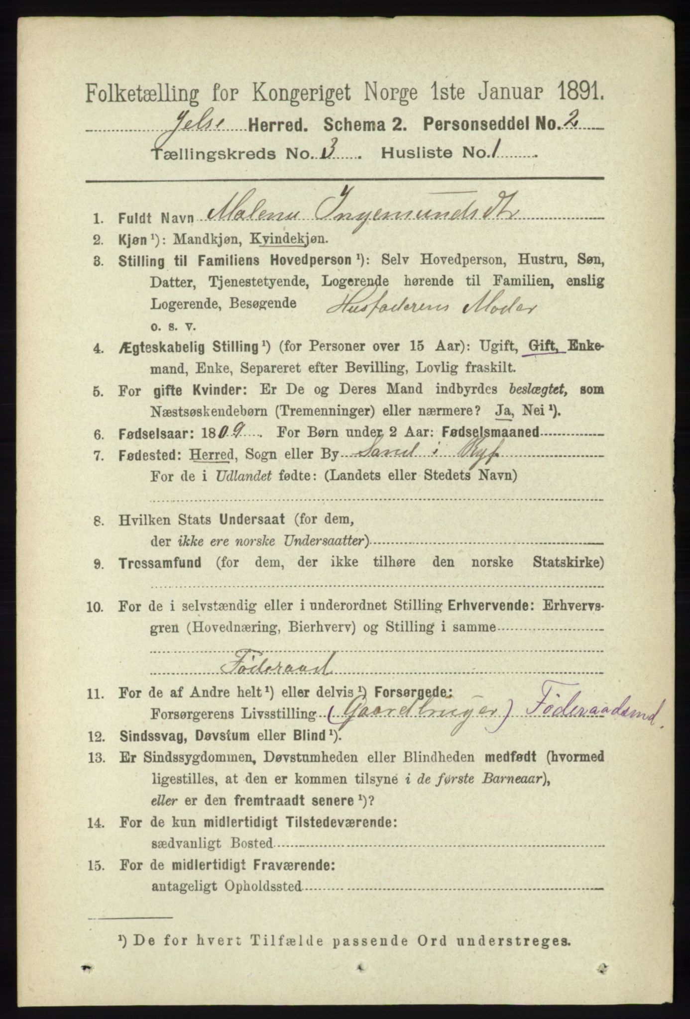 RA, 1891 census for 1138 Jelsa, 1891, p. 378