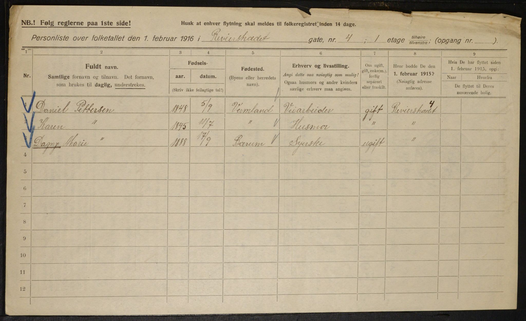 OBA, Municipal Census 1916 for Kristiania, 1916, p. 85035