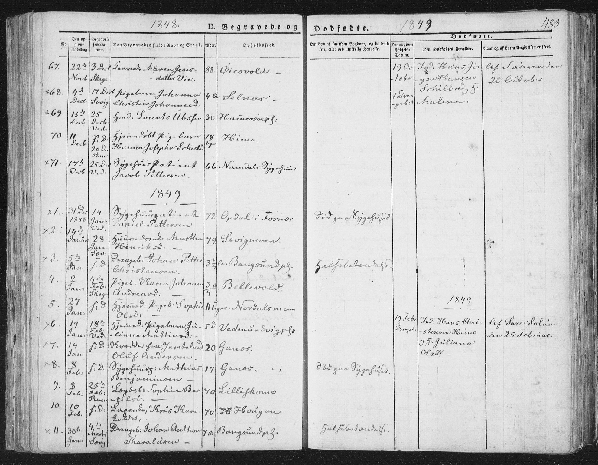 Ministerialprotokoller, klokkerbøker og fødselsregistre - Nord-Trøndelag, SAT/A-1458/764/L0552: Parish register (official) no. 764A07b, 1824-1865, p. 483