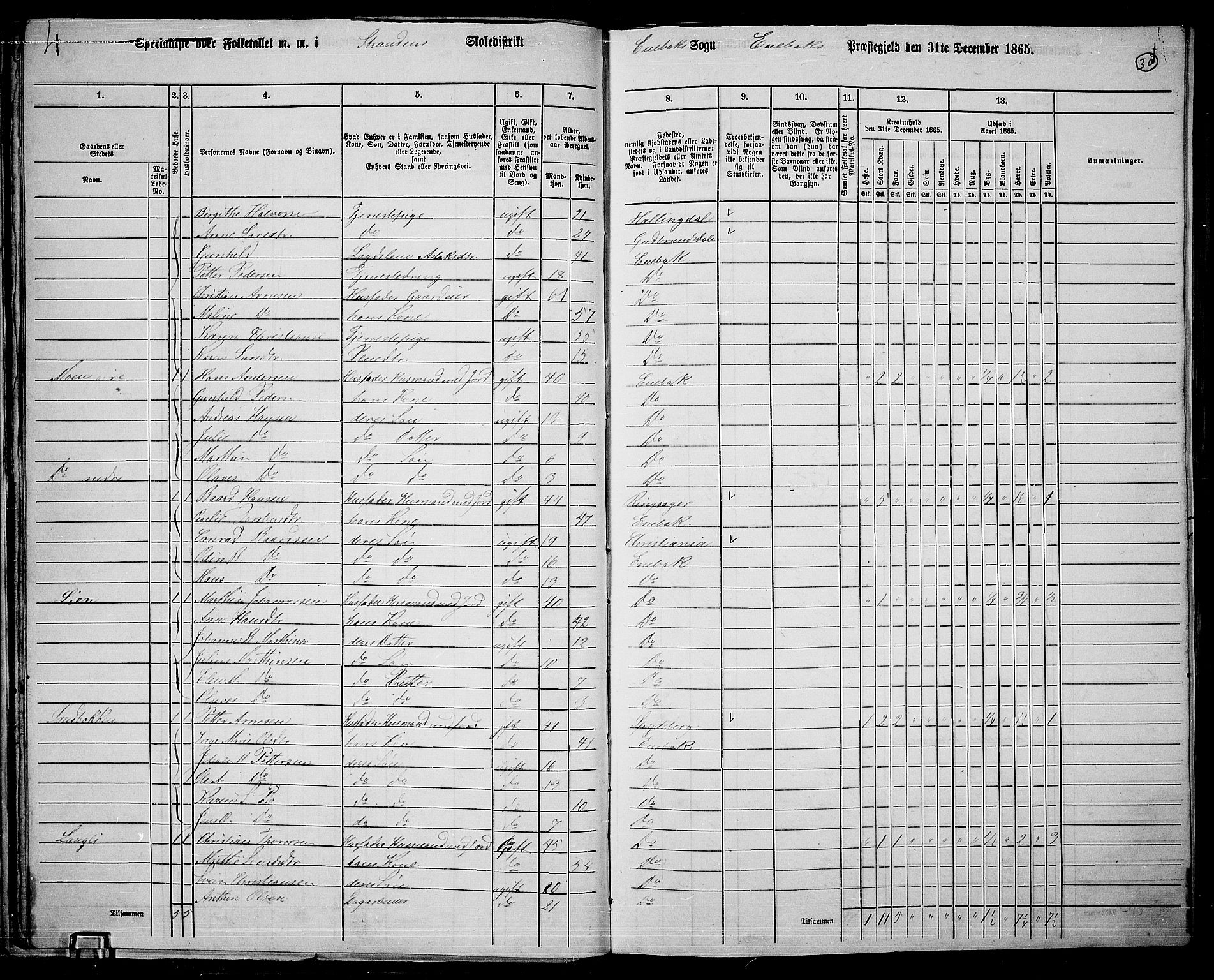 RA, 1865 census for Enebakk, 1865, p. 28