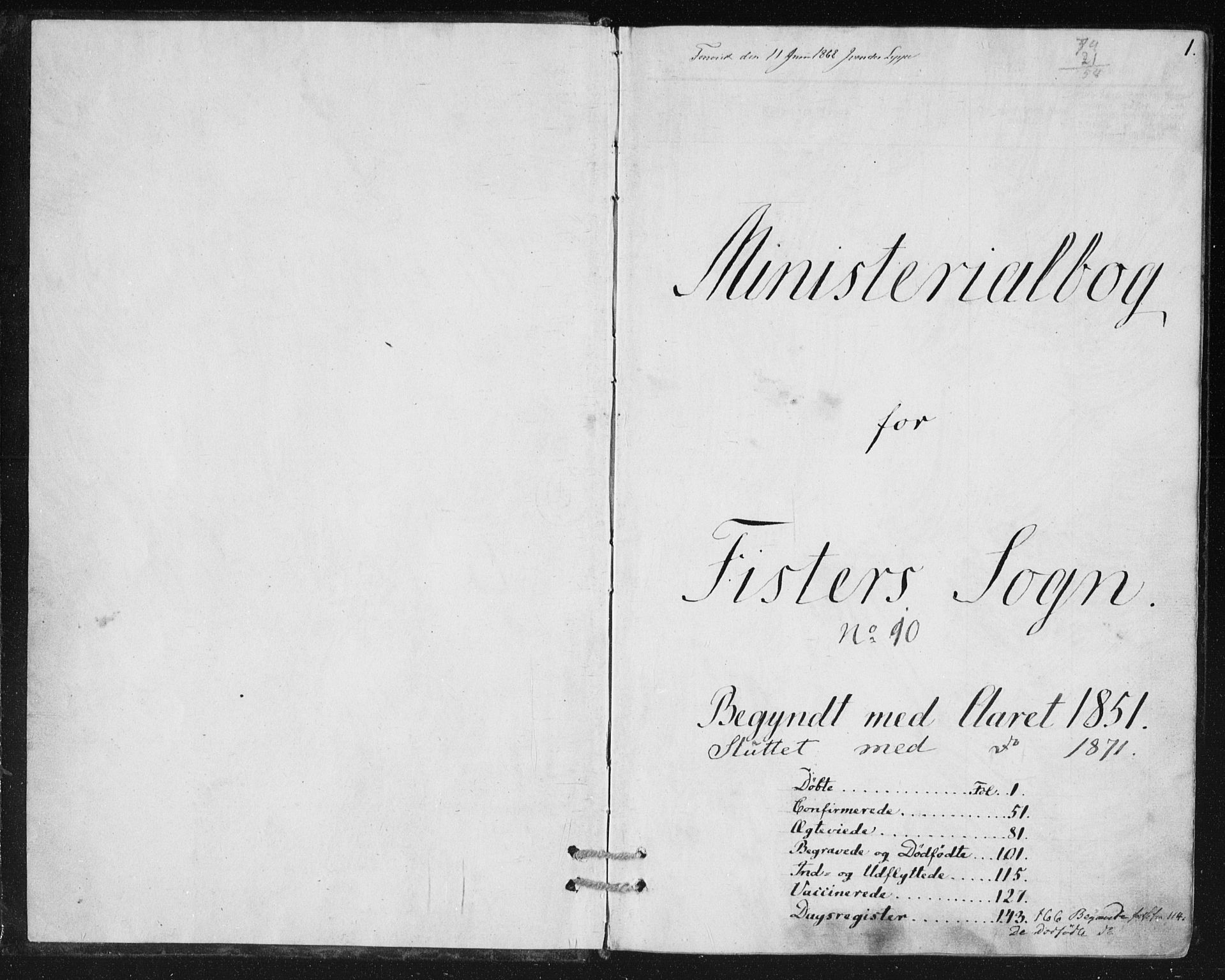 Hjelmeland sokneprestkontor, SAST/A-101843/01/IV/L0010: Parish register (official) no. A 10, 1851-1871, p. 1