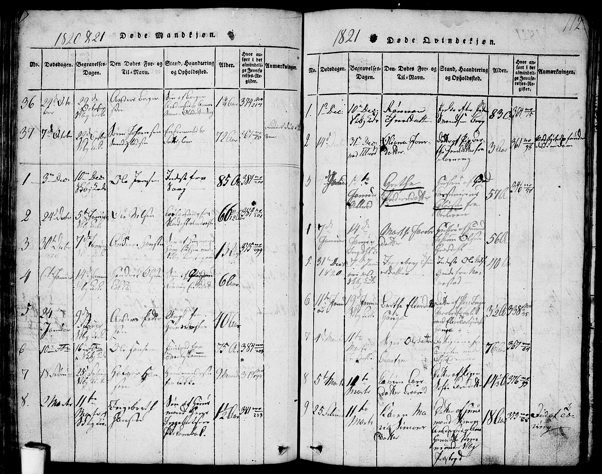 Skjeberg prestekontor Kirkebøker, SAO/A-10923/F/Fa/L0004: Parish register (official) no. I 4, 1815-1830, p. 112
